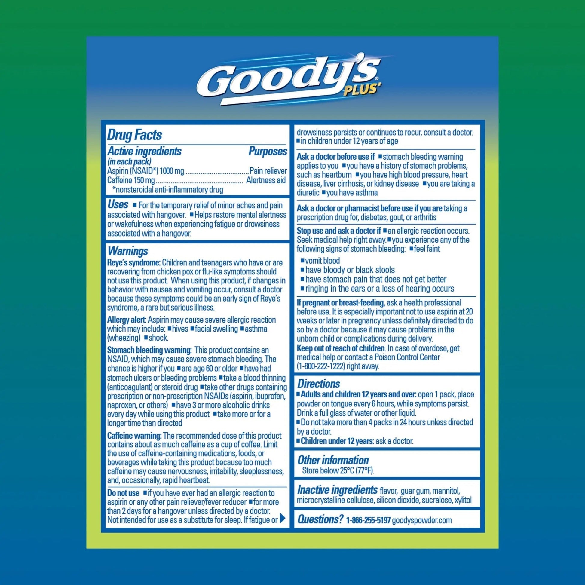 Goody’s Headache Relief Plus Mental Alertness Powder, with Aspirin and Caffeine, Strawberry Citrus Flavor, 16 Count Goody's Au supplements