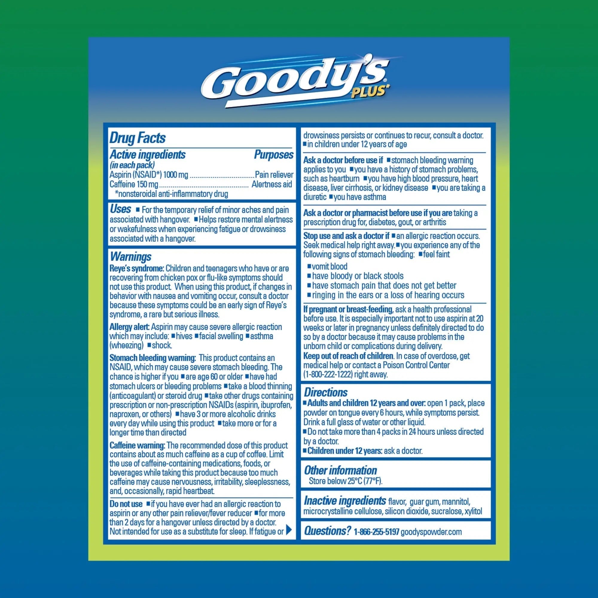 Goody’s Headache Relief Plus Mental Alertness Powder, with Aspirin and Caffeine, Strawberry Citrus Flavor, 16 Count Goody's Au supplements