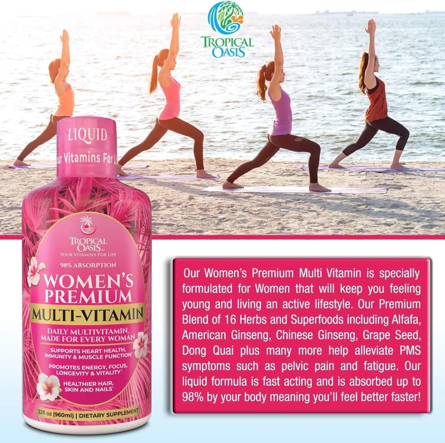 Premium Liquid Multivitamin for Women | Sugar Free Women’s Multivitamin | 100+ Vitamins, Minerals Tropical Oasis Au supplements