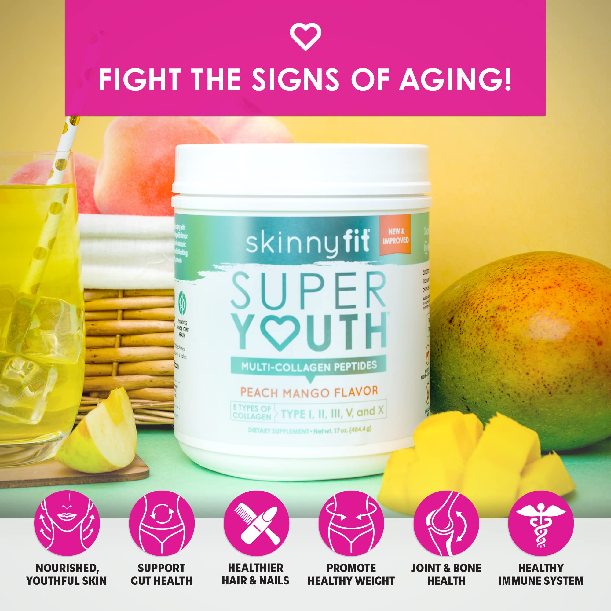 SkinnyFit Super Youth Multi-Collagen Peptides Plus Apple Cider Vinegar, Hyaluronic Acid SkinnyFit Au supplements