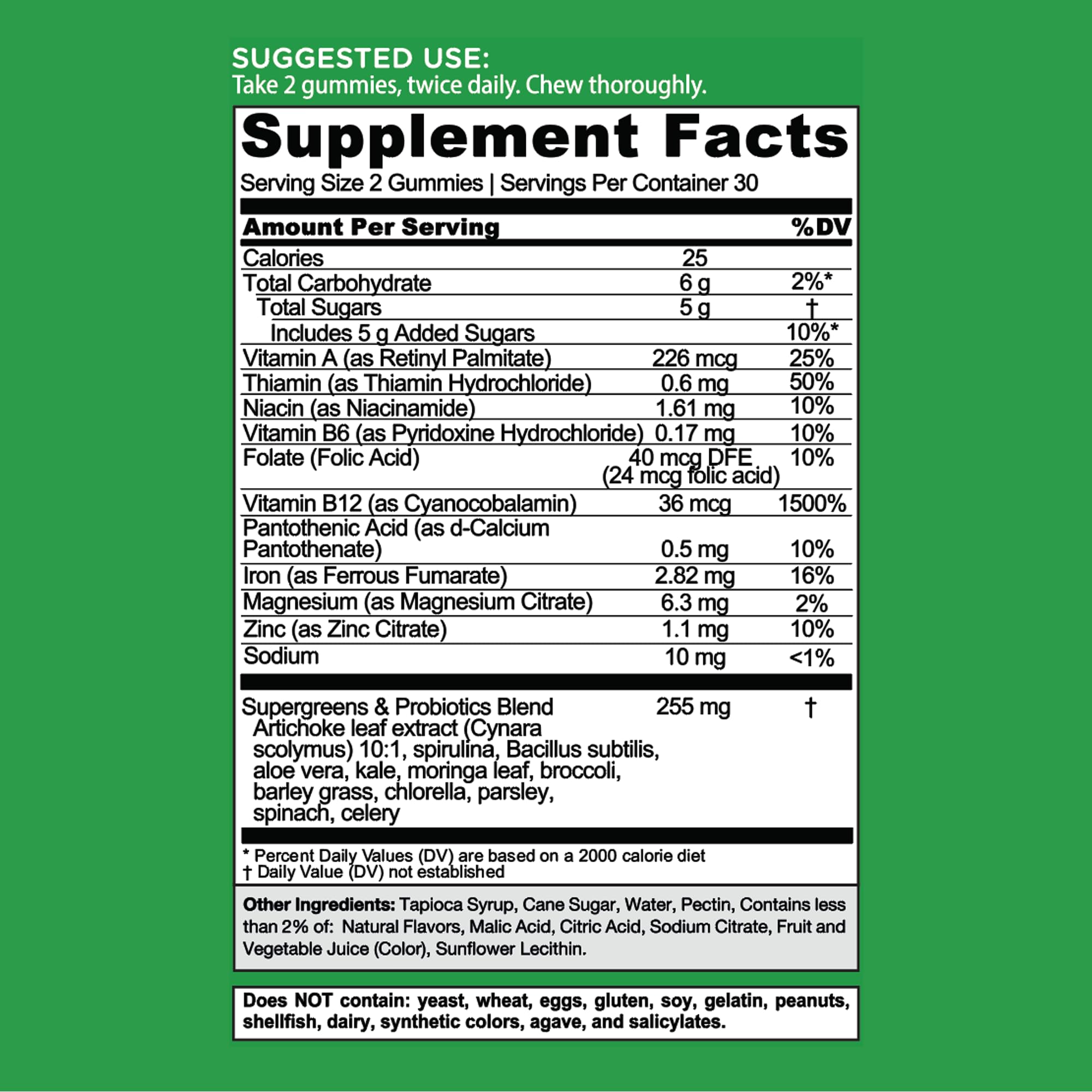 Goli Supergreens Gummies with Probiotics - Artichoke Leaf Extract, Spirulina, Kale, Vitamins A, B6, B12 - Vegan, Gluten-Free, Non-GMO Goli Au supplements