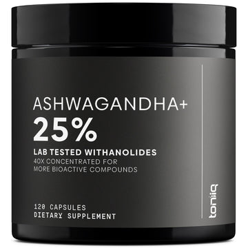 Toniiq Ashwagandha – 40:1 Concentrated Extract – 25% Withanolides – Wild Harvested in India – Highly Bioavailable with Black Pepper – Third-Party Tested – 120 Capsules - 1,300mg per Serving Toniiq Au supplements