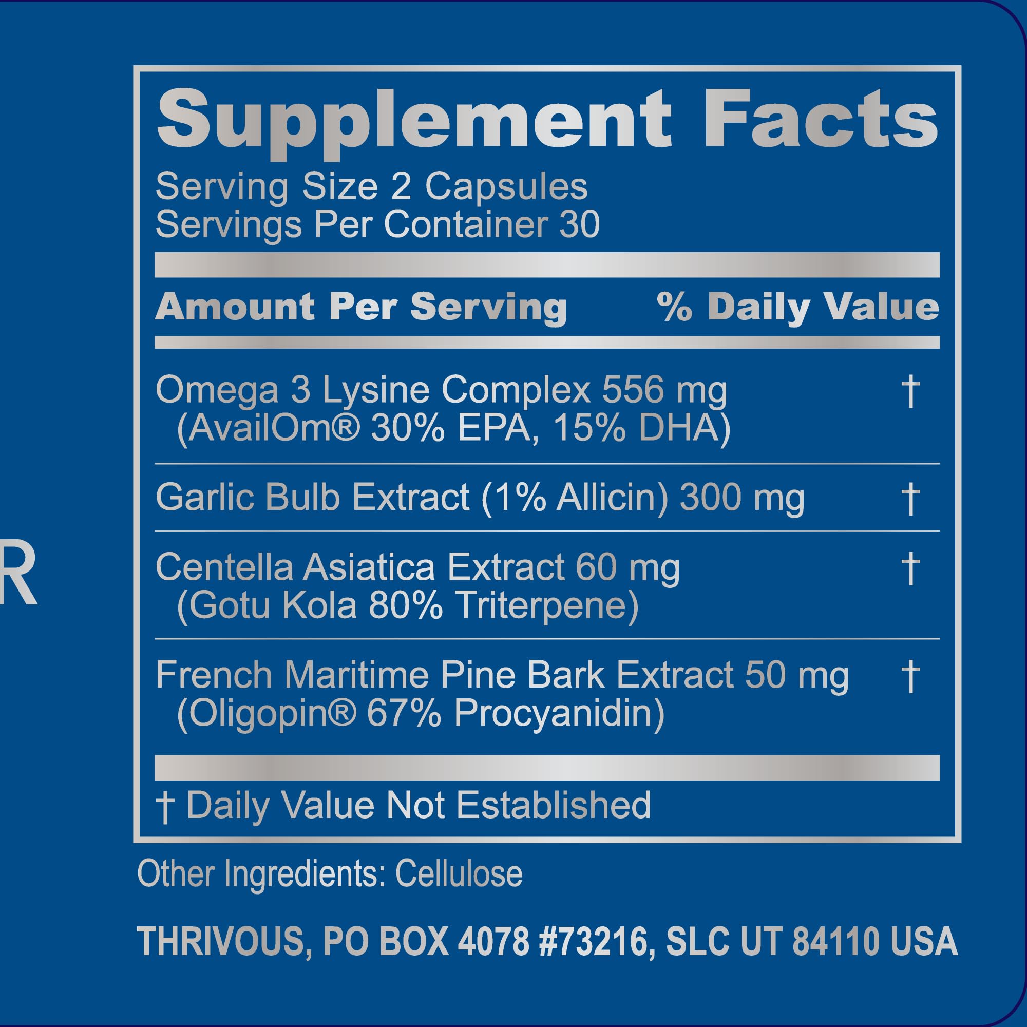 Thrivous Omega Cardioprotector – Advanced Heart & Circulation Support Supplement with AvailOm Omega-3, Garlic, Gotu Kola, Oligopin Pine Bark – 60 Vegan Capsules Thrivous Au supplements