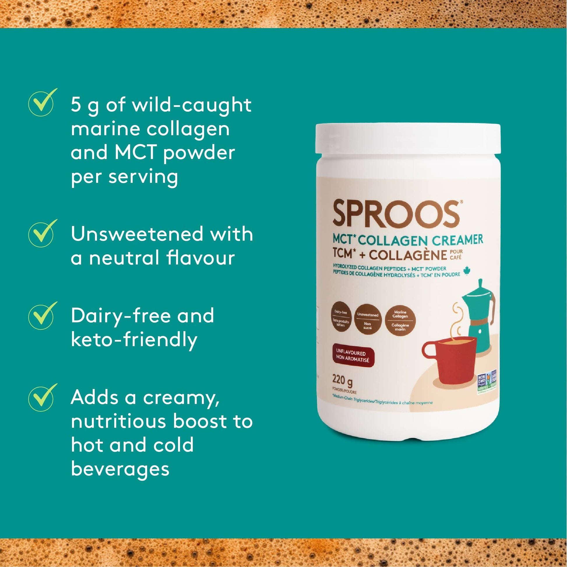 SPROOS - MCT Collagen Creamer - Beverage Powder - Hydrolised Collagen Peptides & MCT Powder - Healthy Fats SPROOS Au supplements