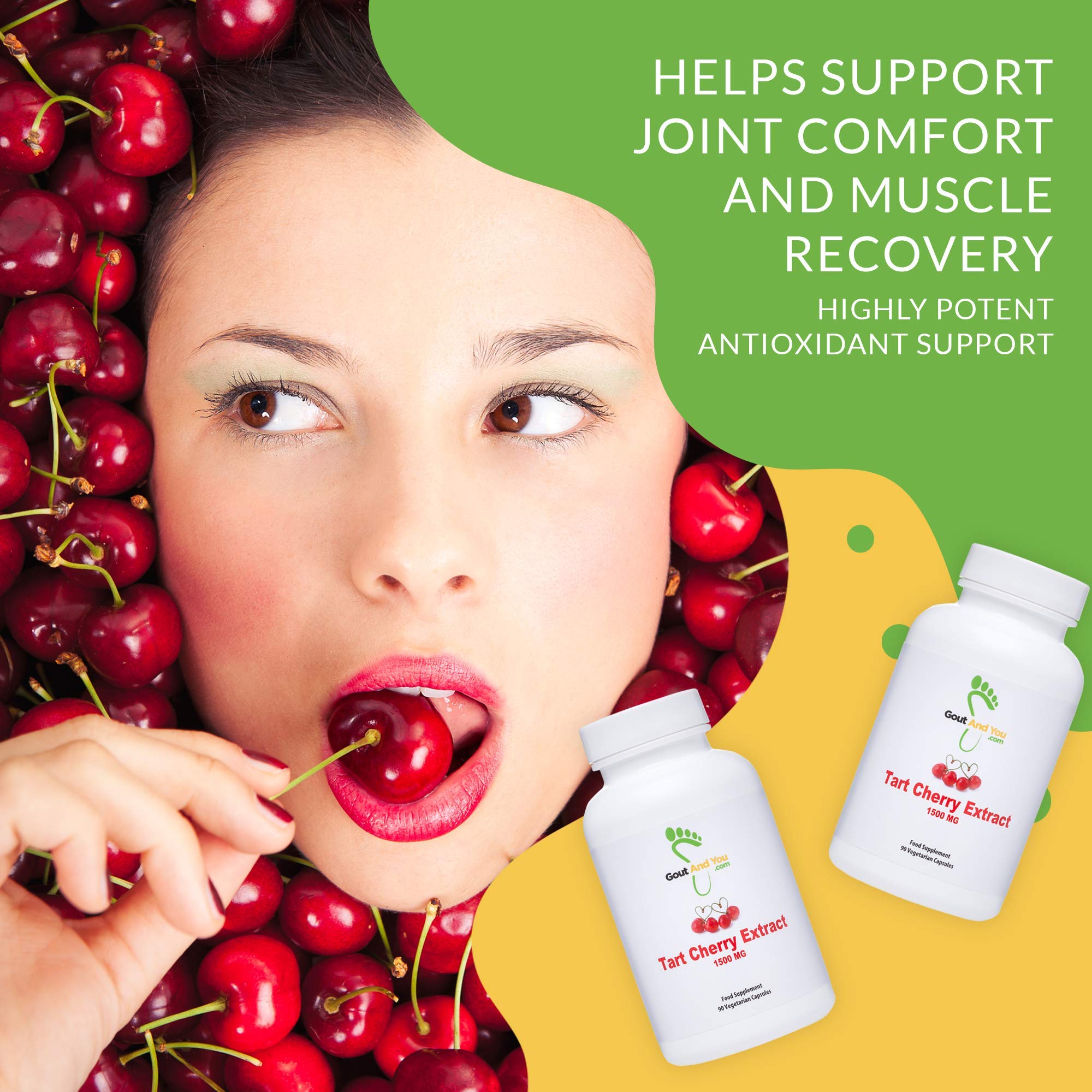 Gout and You Tart Cherry Extract | 3000 mg Per Serving | 90 Vegetarian Capsules | Gluten-Free Gout and You Au supplements