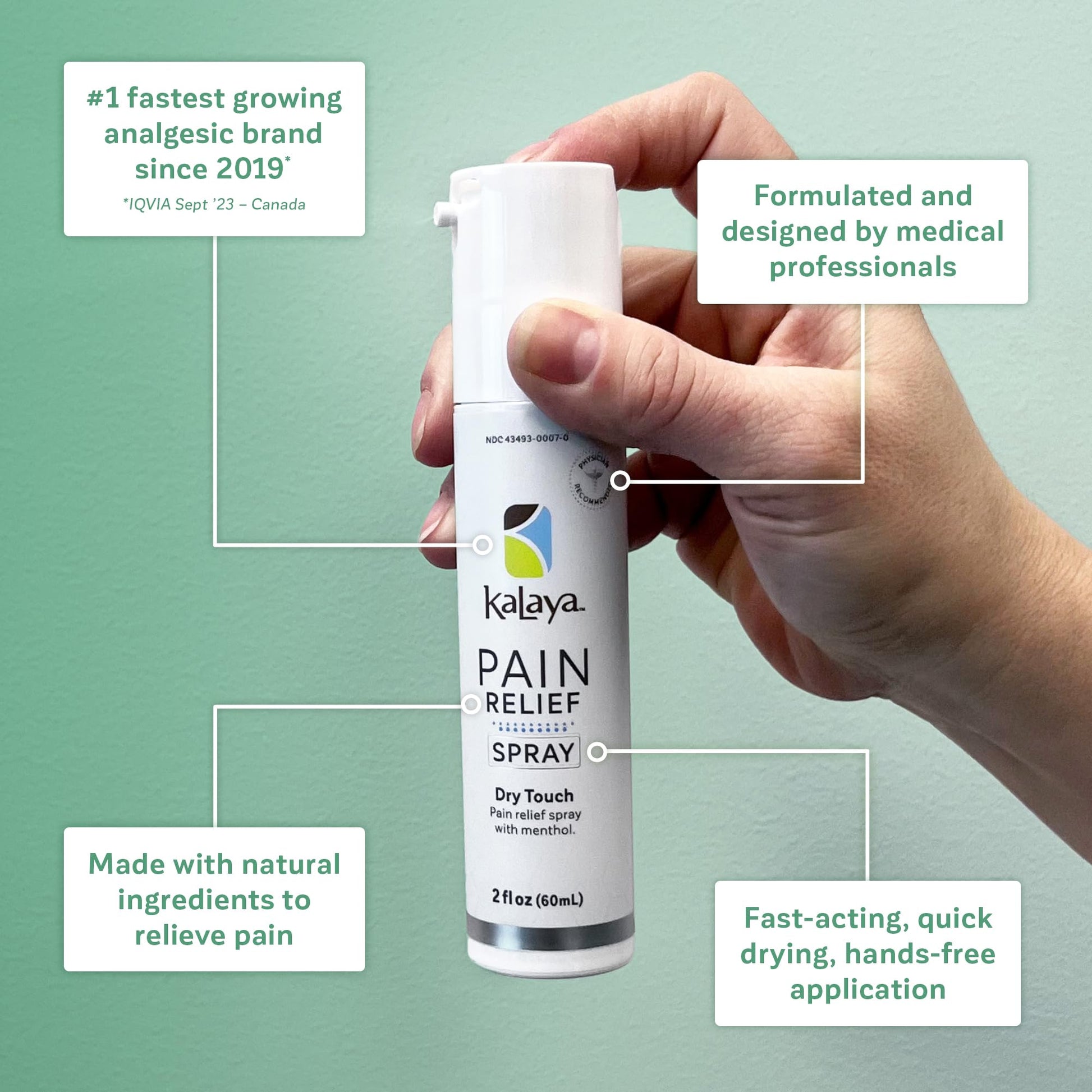 Kalaya Pain Relief Spray - Fast-Acting, Quick-Drying Muscle Rub for Joint Pain Relief and Muscle Pain - with Eucalyptus, Menthol, Methyl Salicylate, Camphor - Ideal for Easing Back Pain - 2 oz Kalaya Naturals Au supplements