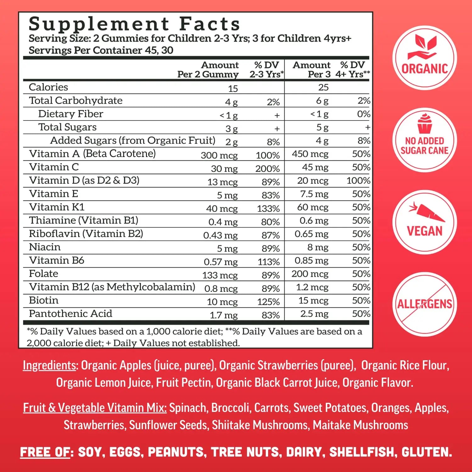 Llama Naturals Kids Multivitamin Gummies | Real Fruit, No Added Sugar Cane | Organic Vegan Toddler Whole Food Vitamins | Llama Naturals Au supplements