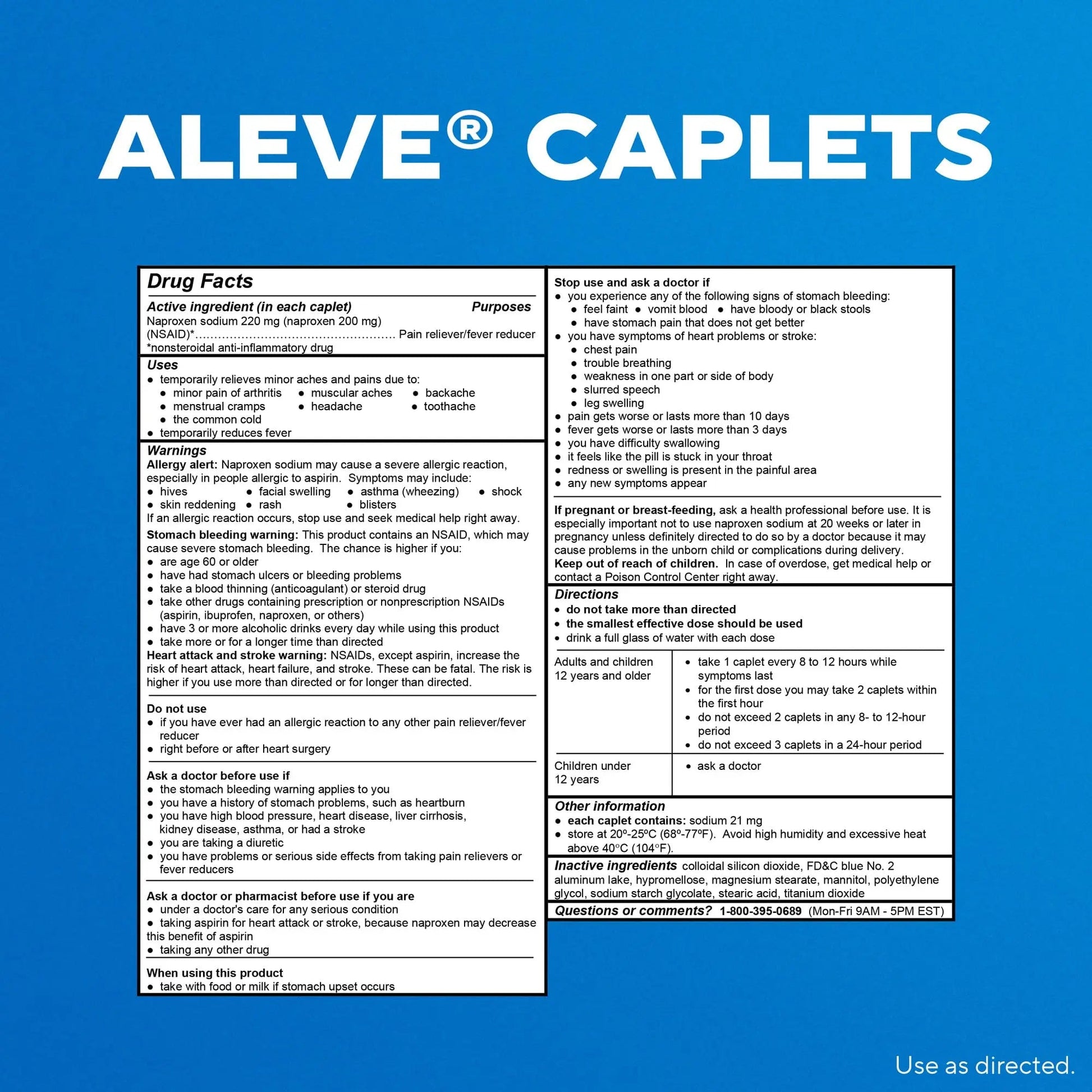Aleve Pain Reliever & Fever Reducer Naproxen Sodium Caplets, Body and Arthritis Pain Reliever, Medicine for Adults and Children Ages 12 and Up, 60 Individual Pouches Aleve Au supplements
