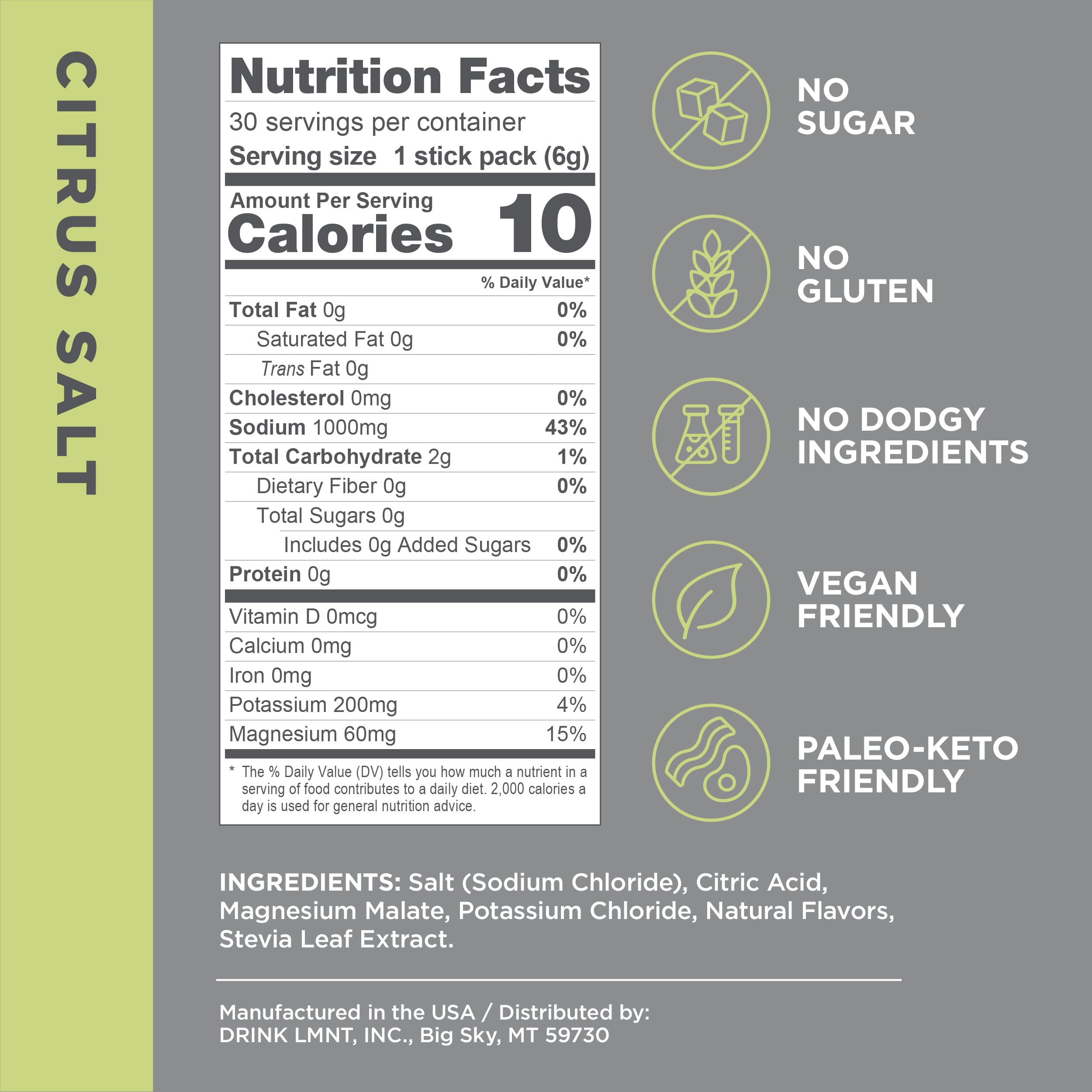LMNT Zero-Sugar Electrolytes - Citrus Salt - Hydration Powder Packets | No Dodgy Ingredie Drink LMNT Au supplements