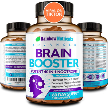 40-in-1 Brain Booster Supplements for Memory, Focus, Clarity, Energy, Performance Rainbow Nutrients, LLC Au supplements