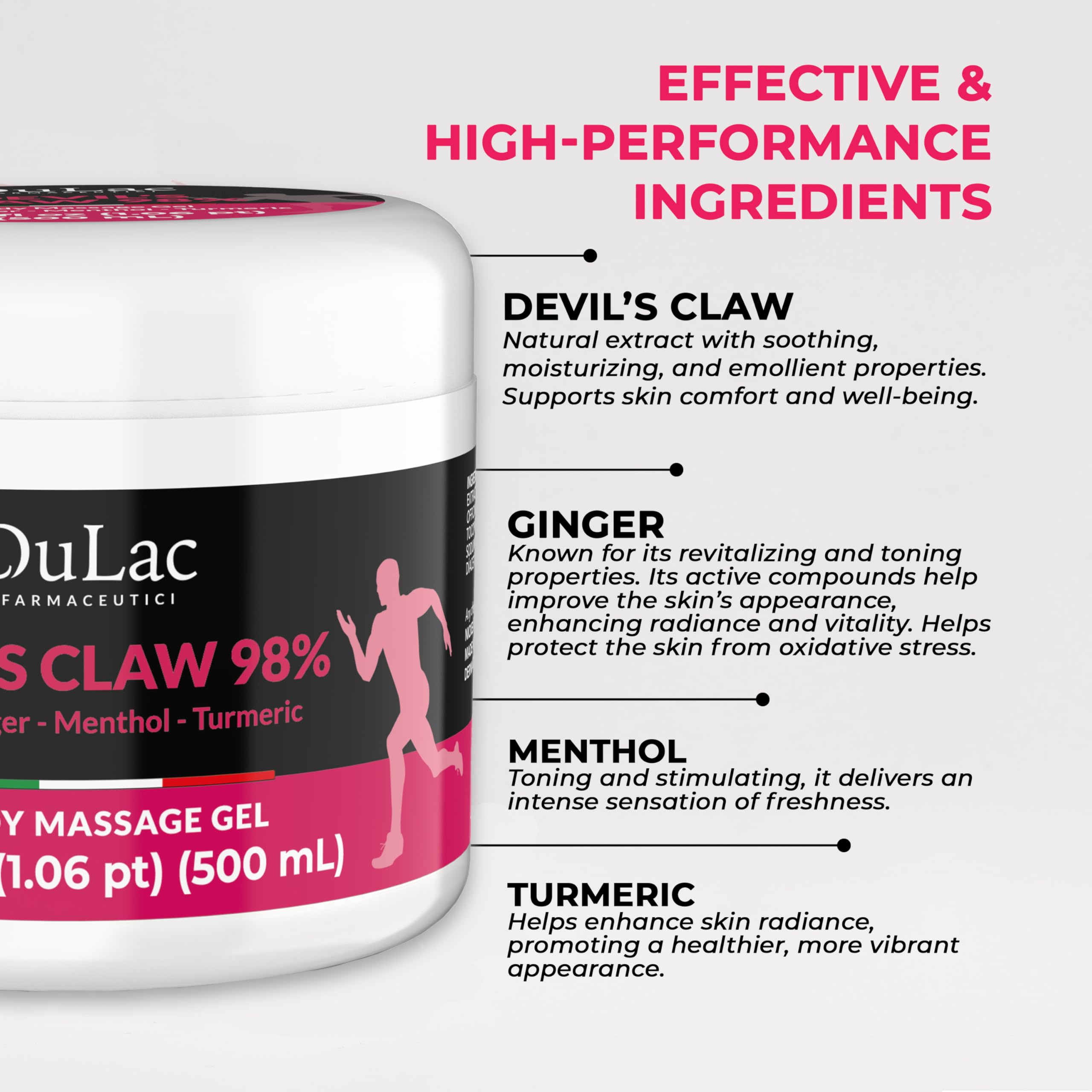 Dulac - Devil's Claw 98% Cream Maximum Strength 16.9 Fl Oz, Natural Joint and Muscle Comfort Cream, Enriched with Menthol for Cool Effect DULÀC FARMACEUTICI 1982 Au supplements