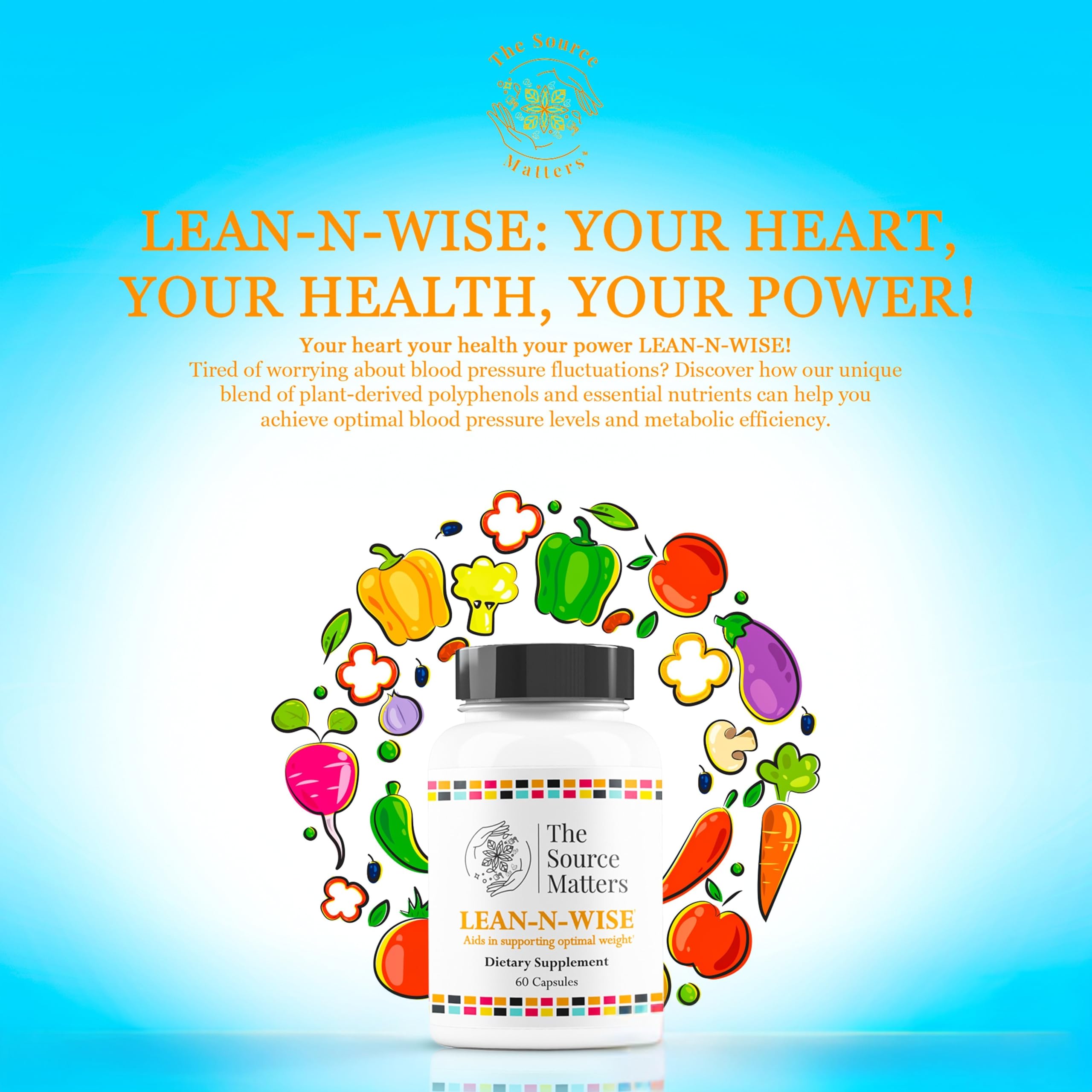 Lean-N-Wise Digestion & Energy Support with Green Coffee Bean, Hibiscus, Lemon Verbena & Magnesium Citrate | Plant-Based Formula for Daily Wellness (60 Capsules) THE SOURCE MATTERS Au supplements