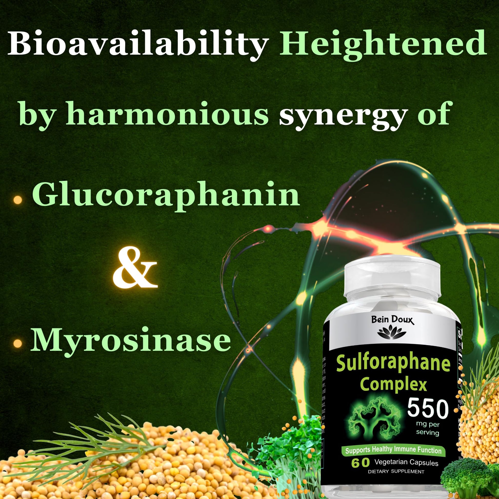 550mg Sulforaphane Supplement with Glucoraphanin and Myrosinase | Broccoli Supplemen BEIN DOUX Au supplements