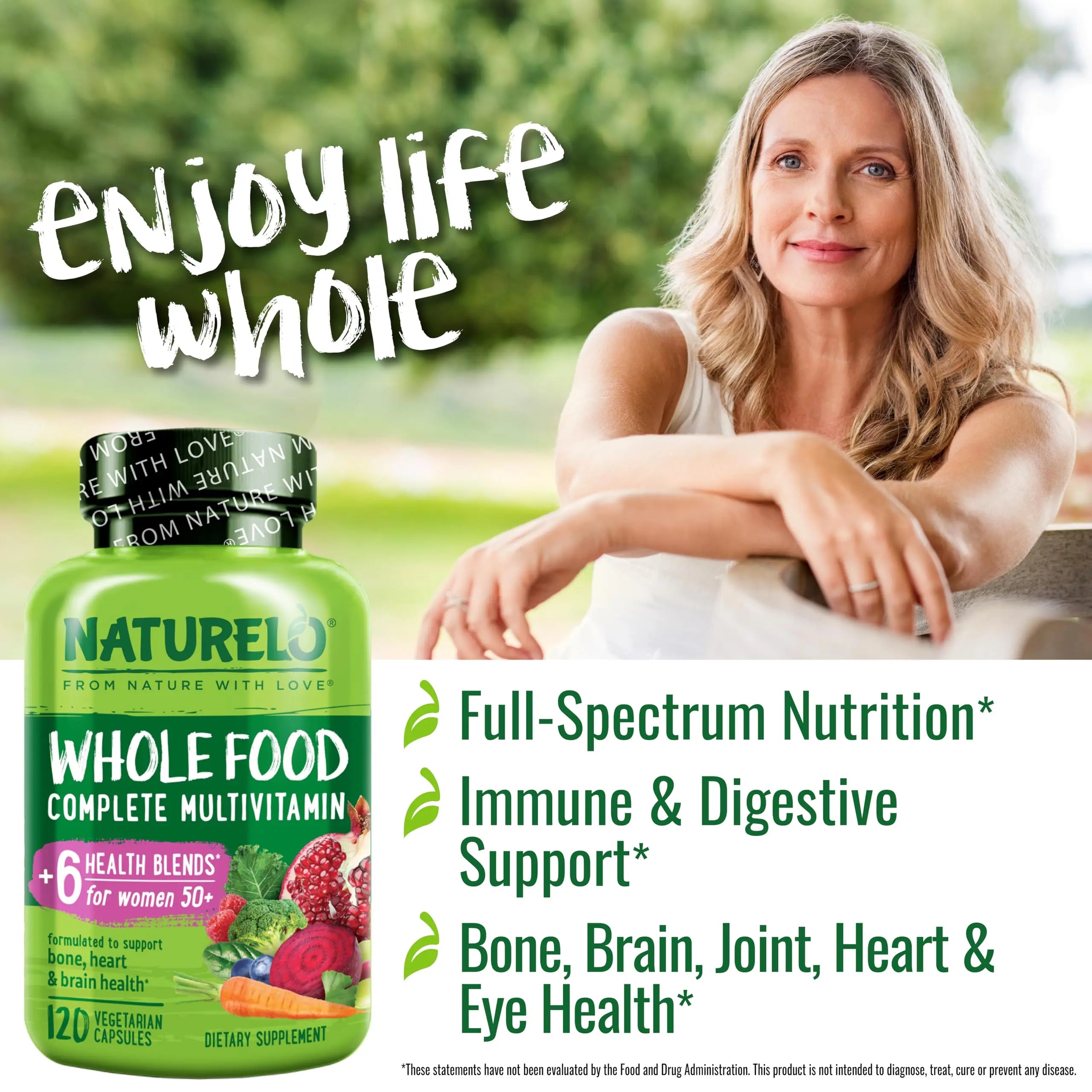NATURELO Whole Food Multivitamin for Women 50+ (Iron Free) with Vitamins, Minerals, & Organic Extracts NATURELO Au supplements