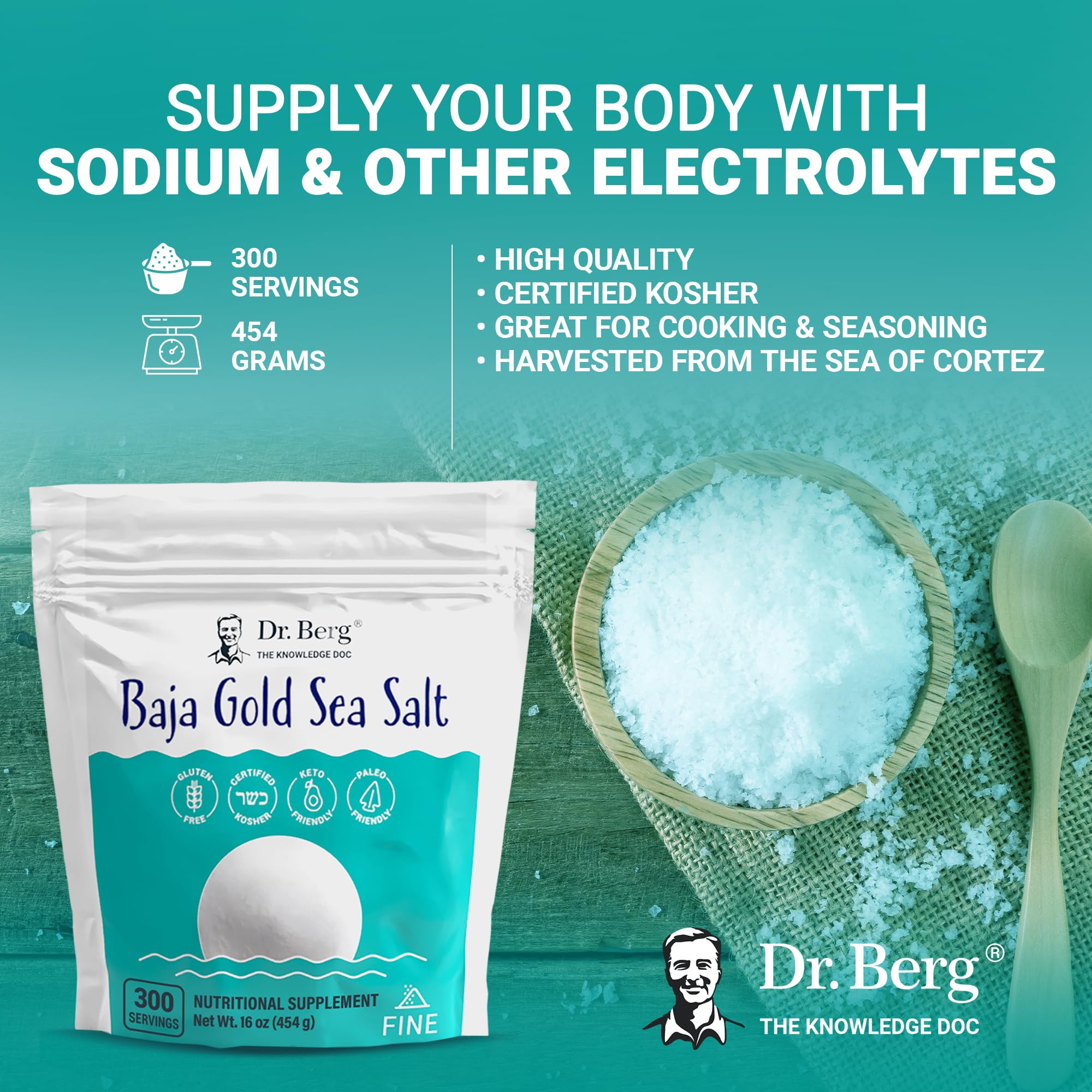 Dr. Berg's Baja Gold Sea Salt Organic - Natures Fine Sea Salt Support For Hydration Dr. Berg Nutritionals Au supplements