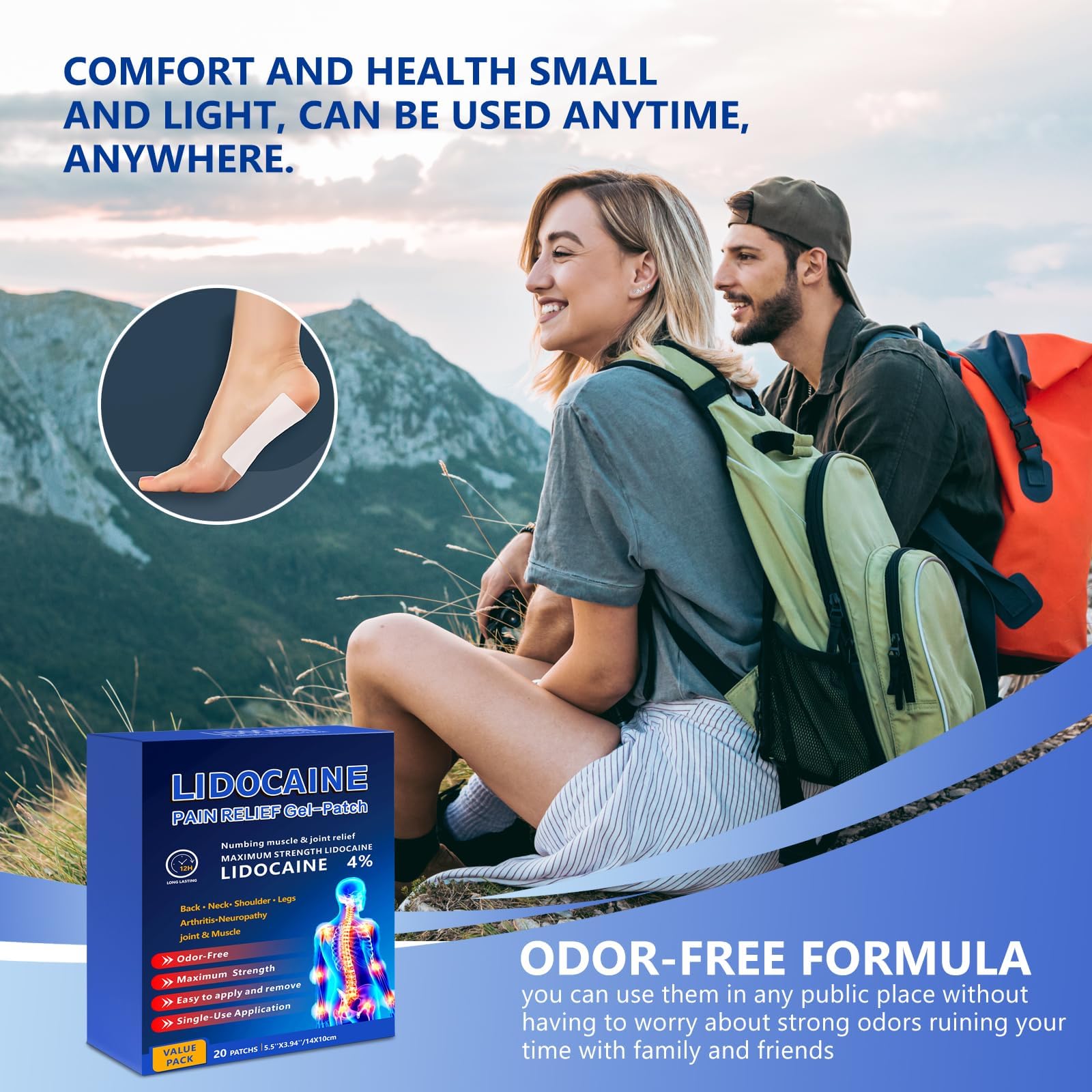 KIbabyDI Professional Lidocaine Pain Relief Patches - 20 Count | 4% Medicated Gel Patches for Targeted Joint & Muscle Comfort | Long-Lasting 12-Hour Relief, Ultra-Flexible Design -lb234 KIbabyDI Au supplements
