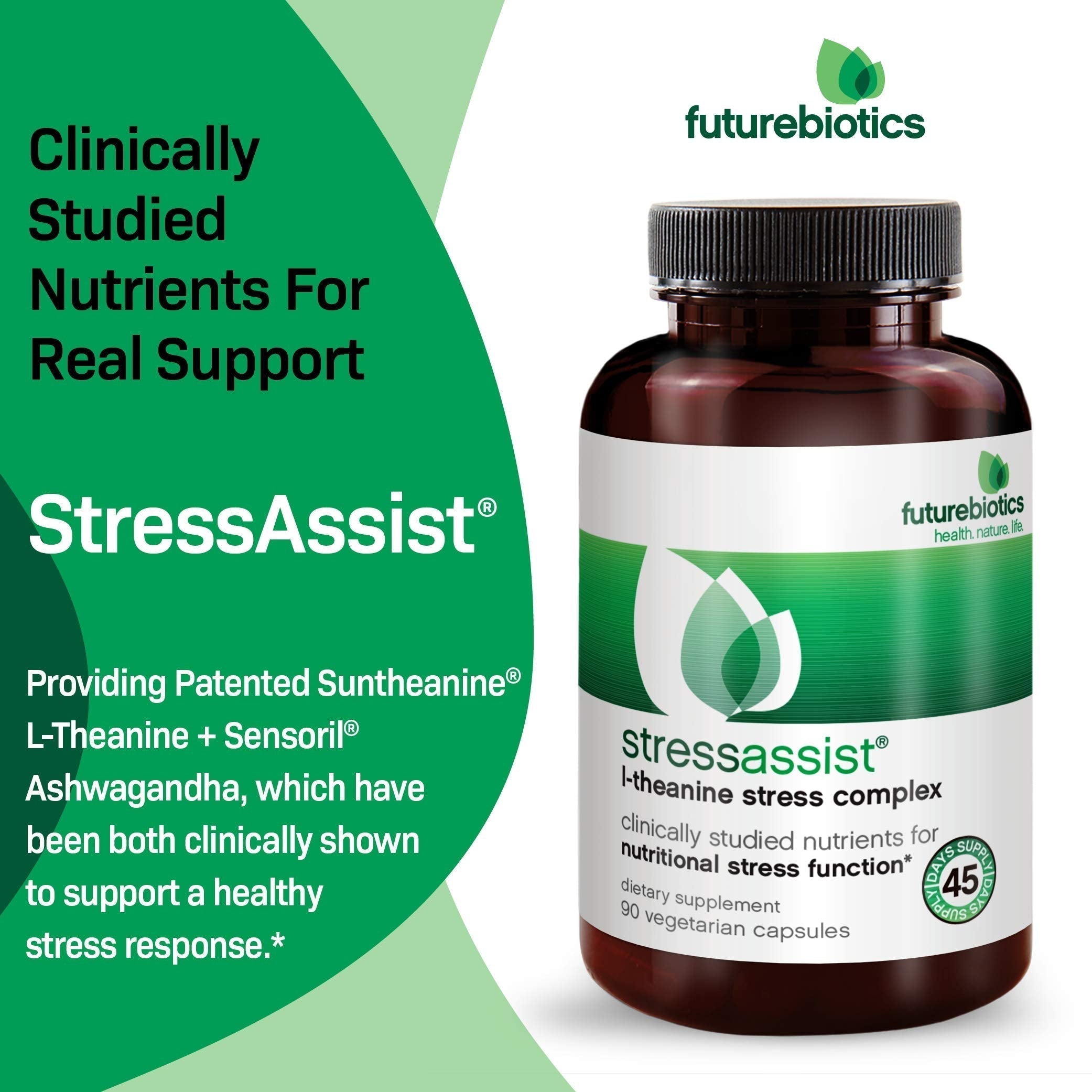 Futurebiotics Stressassist L-theanine Ashwagandha and Rhodiola Rosea Stress Complex - Natural Nutritional Stress Function, 90 Vegetarian Capsules Futurebiotics Au supplements
