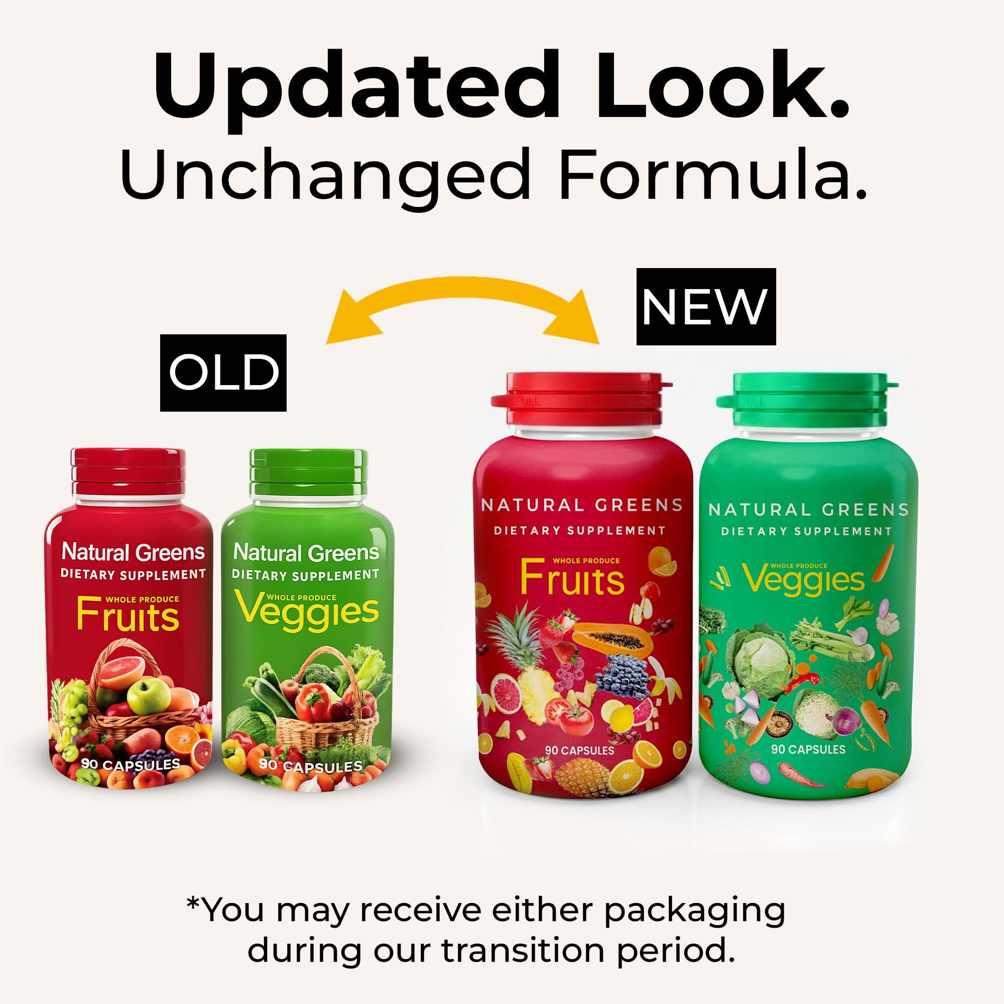 Fruits and Veggies Whole Produce Dietary Supplement with Superfood Fruits and Vegetables for Men, Women and Kids, 90 Fruit Capsules, 90 Veggie Capsules - 1 Set NATURAL GREENS Au supplements