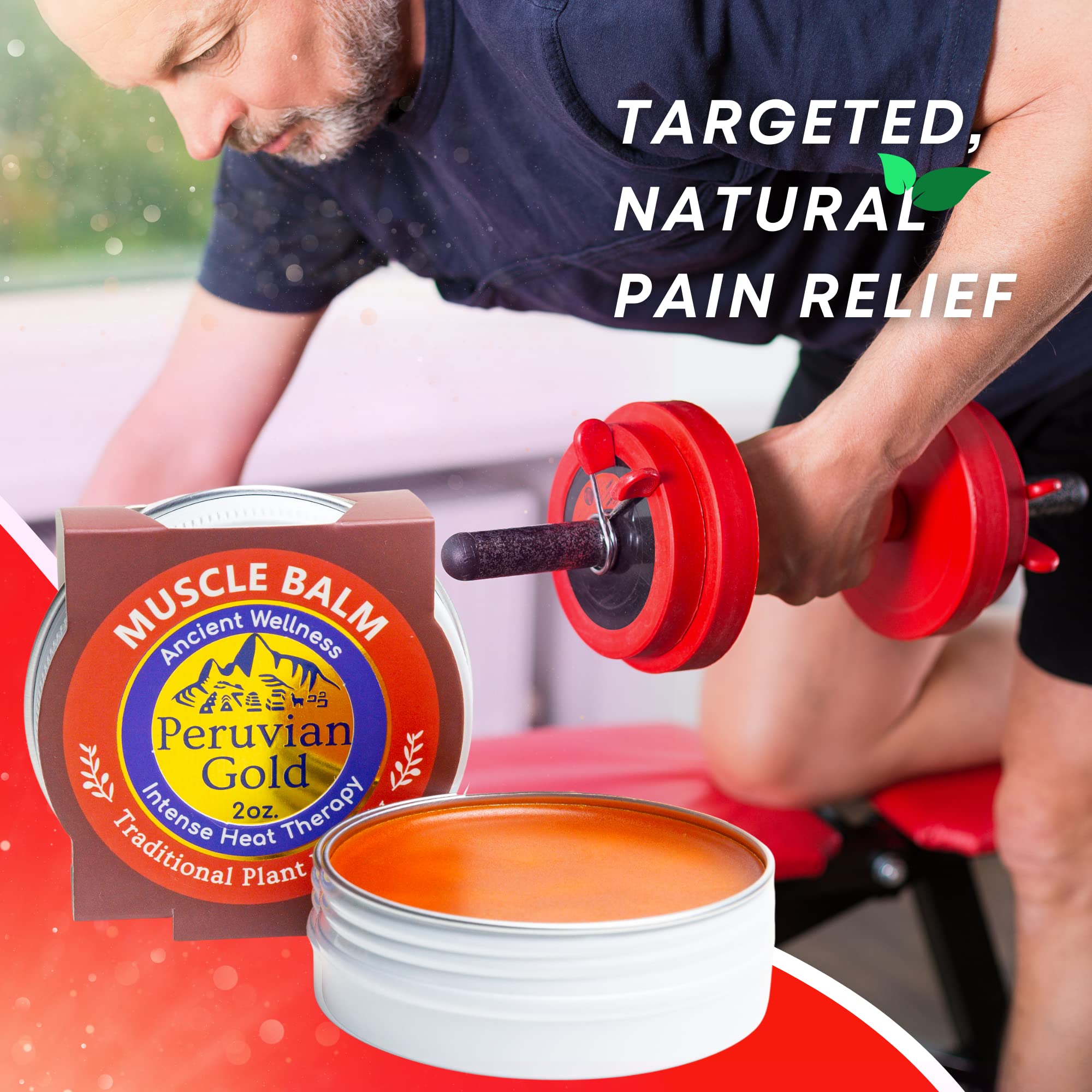 Sore Muscle Balm - Peruvian Gold Intense Heat Therapy Muscle Rub. 500K Scoville Heat Units Melts Away Sore, Painful Muscles. 2oz Peruvian Gold Au supplements