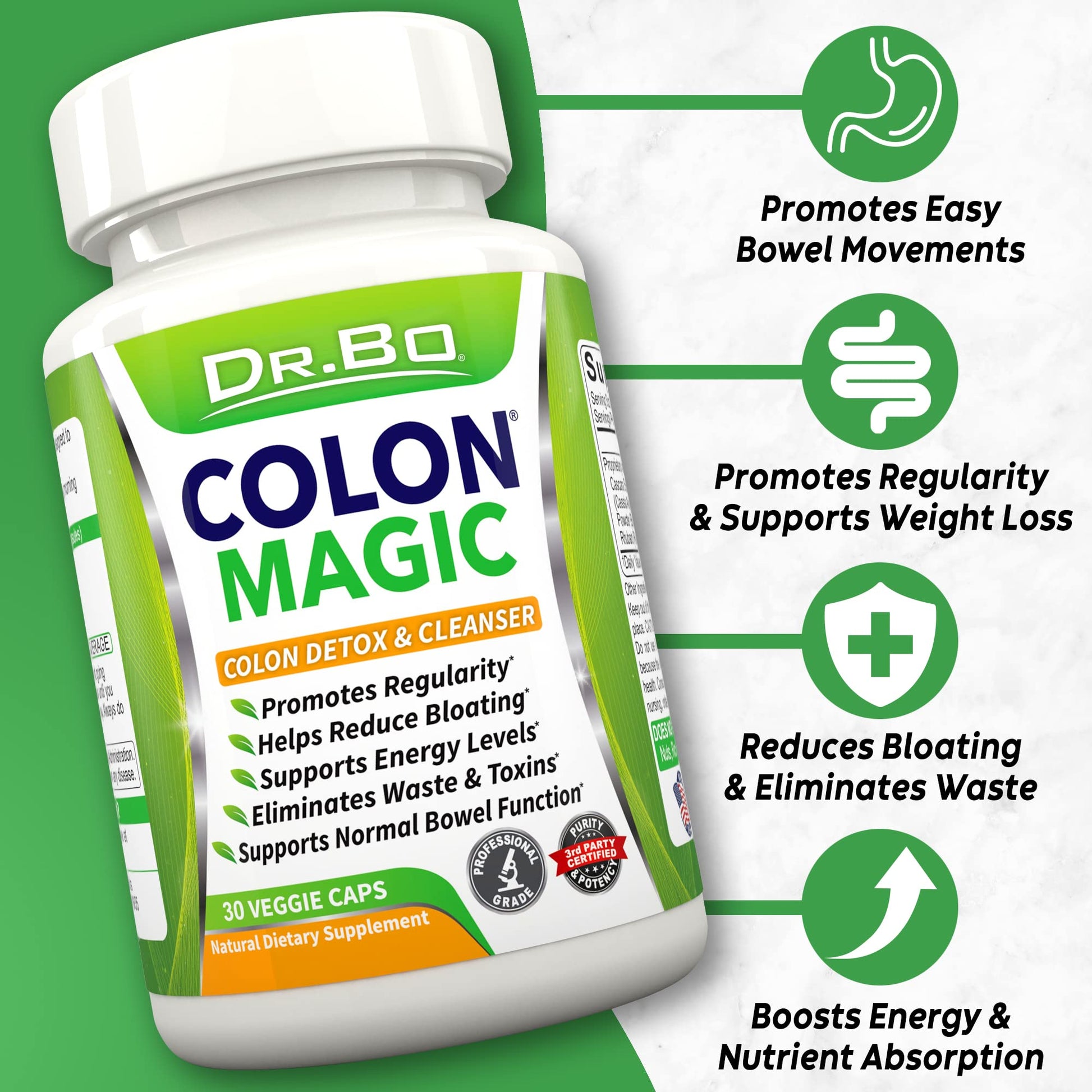 Colon Cleanse Detox Formula - Natural Bowel Cleanser Pills for Intestinal Bloating & Fast Digestive DR. BO Au supplements