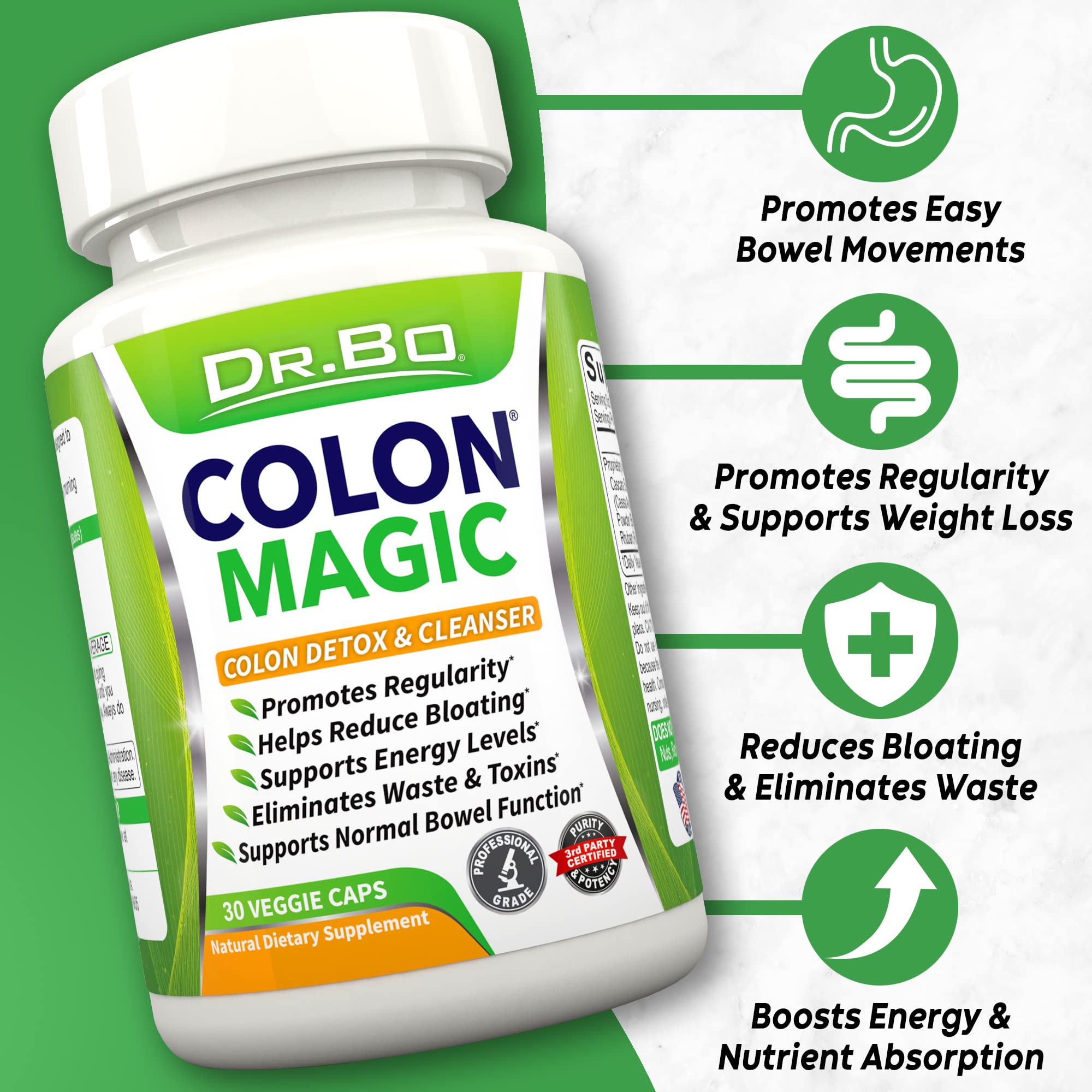 Colon Cleanse Detox Formula - Natural Bowel Cleanser Pills for Intestinal Bloating & Fast Digestive DR. BO Au supplements
