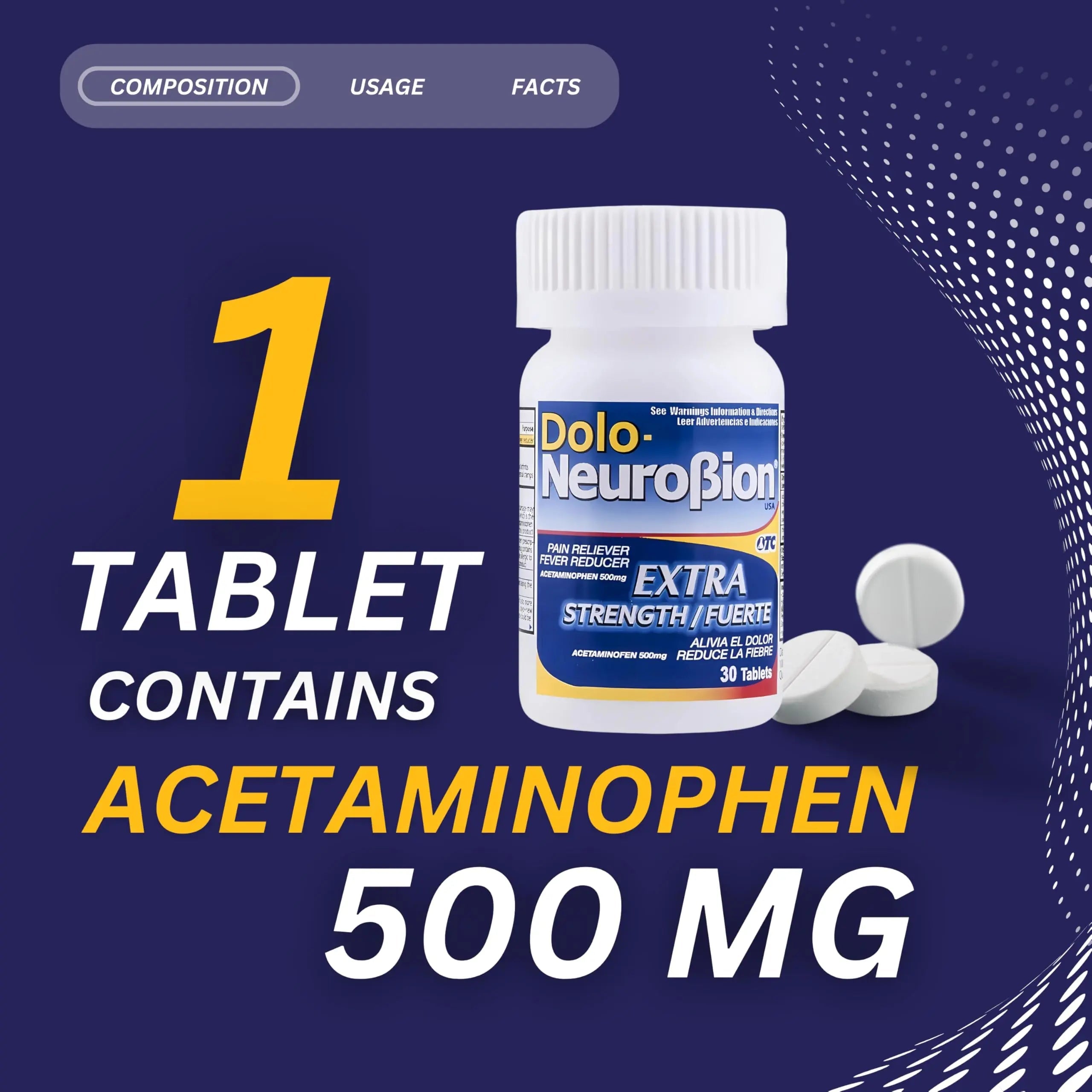Dolo Neurobion 30 Tablets - Pain Reliever, Fever Reducer, Extra Strength, Fuerte, Alivia el Dolor, Reduce la Fiebre Neurobion Au supplements