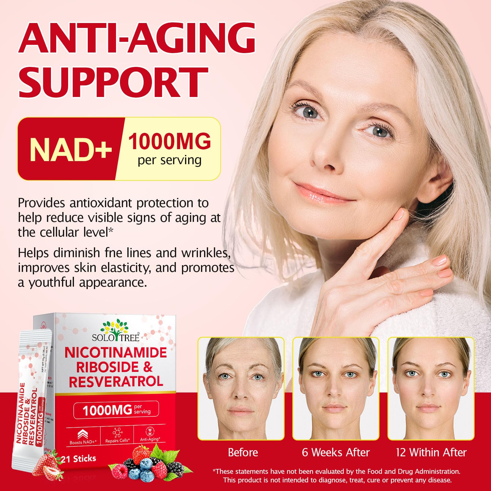 NAD+ Supplement 1000mg Liquid Packets 21pcs, Nicotinamide Riboside Resveratrol, NAD Supplements for Women Men, Anti-Aging, Repairs Cells, Support Natural Vitality Nyloriaine Au supplements