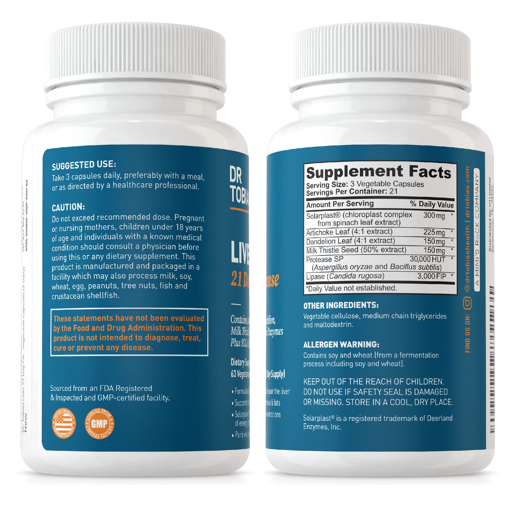 Dr. Tobias Liver 21 Day Cleanse, Herbal Liver Detox Cleanse with Solarplast, Artichoke Extra Dr. Tobias Au supplements