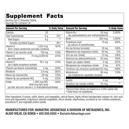 Bariatric Advantage Chewable Multi RP Multivitamin - for Bariatric Surgery Patients - with Iron, Copper, Vitamin C, A, Zinc & More Bariatric AdvantageUS supplements