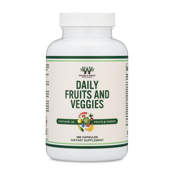 Fruits and Veggies Supplement (Daily Blend of 49 Different Fruits and Vegetables, 23 Veggies and 29 Fruits) 1,500mg Servings, 180 Capsules (No Fillers, Vegan Safe, Non-GMO) by Double Wood Double Wood Supplements Au supplements