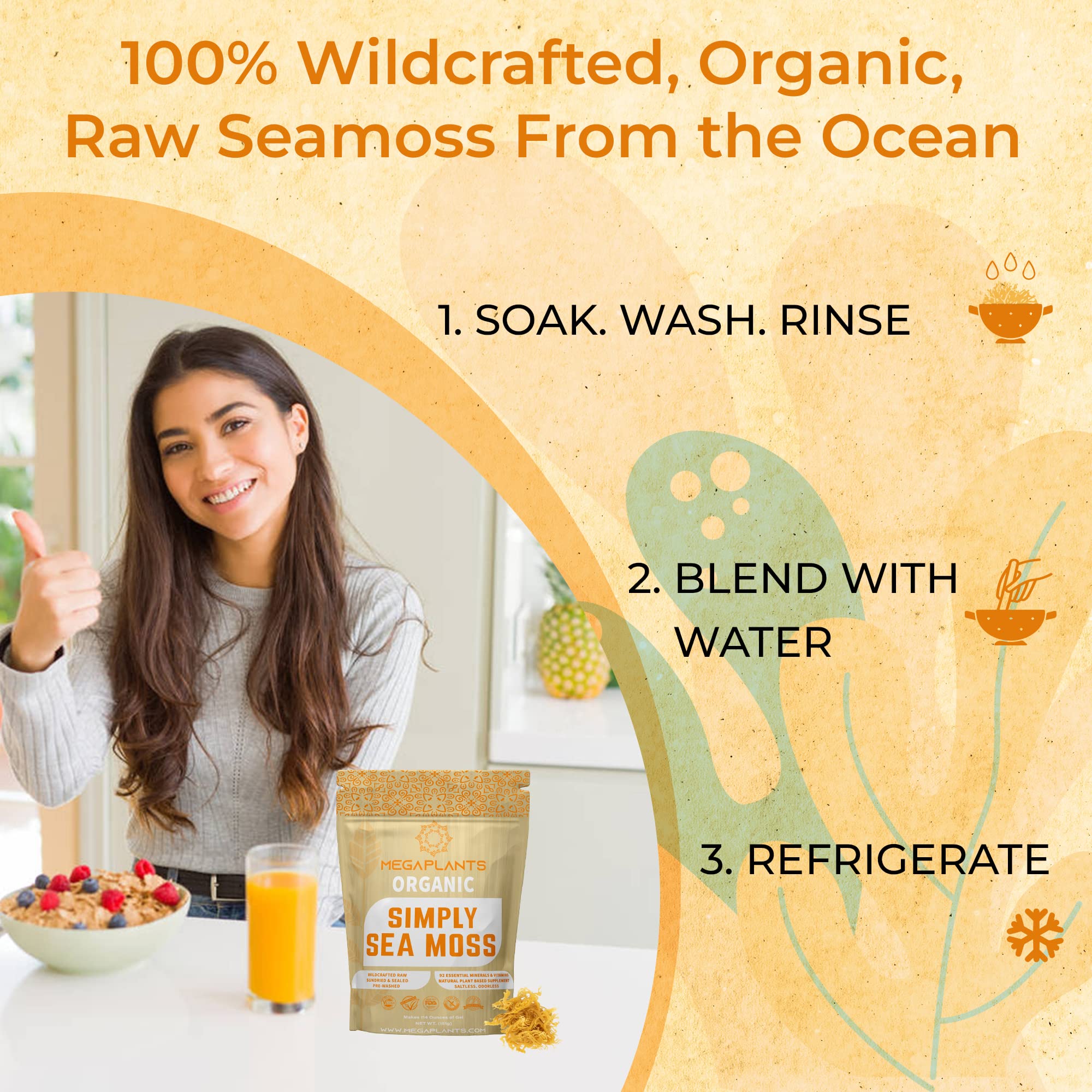 MEGAPLANTS Organic Sea Moss | Makes 228 Servings of Seamoss Gel | Pre-Washed MEGAPLANTS Au supplements