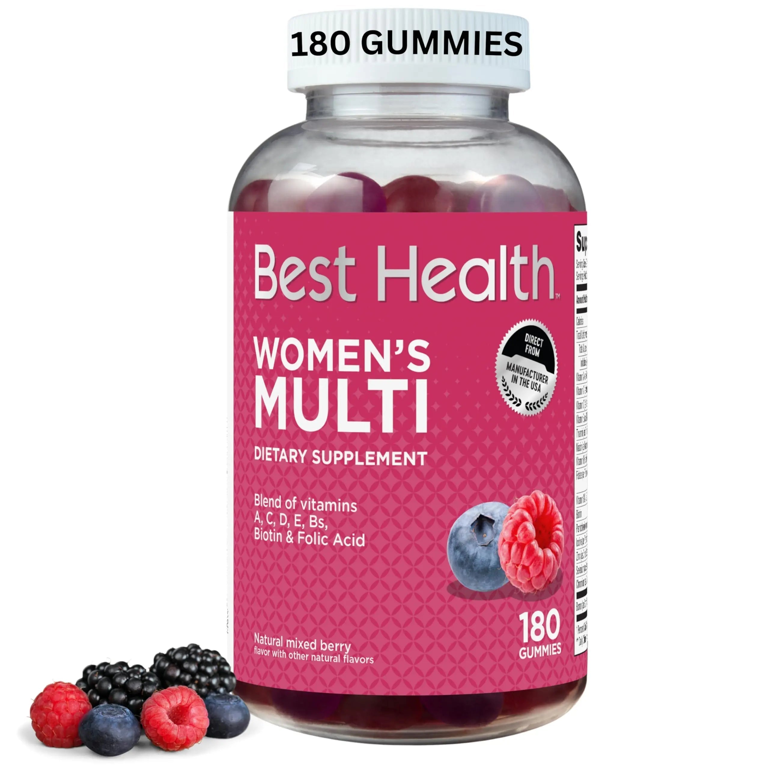 Best Health Women’s Multivitamin Gummies, Multivitamin for Women with Biotin, Folic Acid, Vitamins A,C,D,E,Natural Mixed Berry Flavor (180ct) Best Health Au supplements
