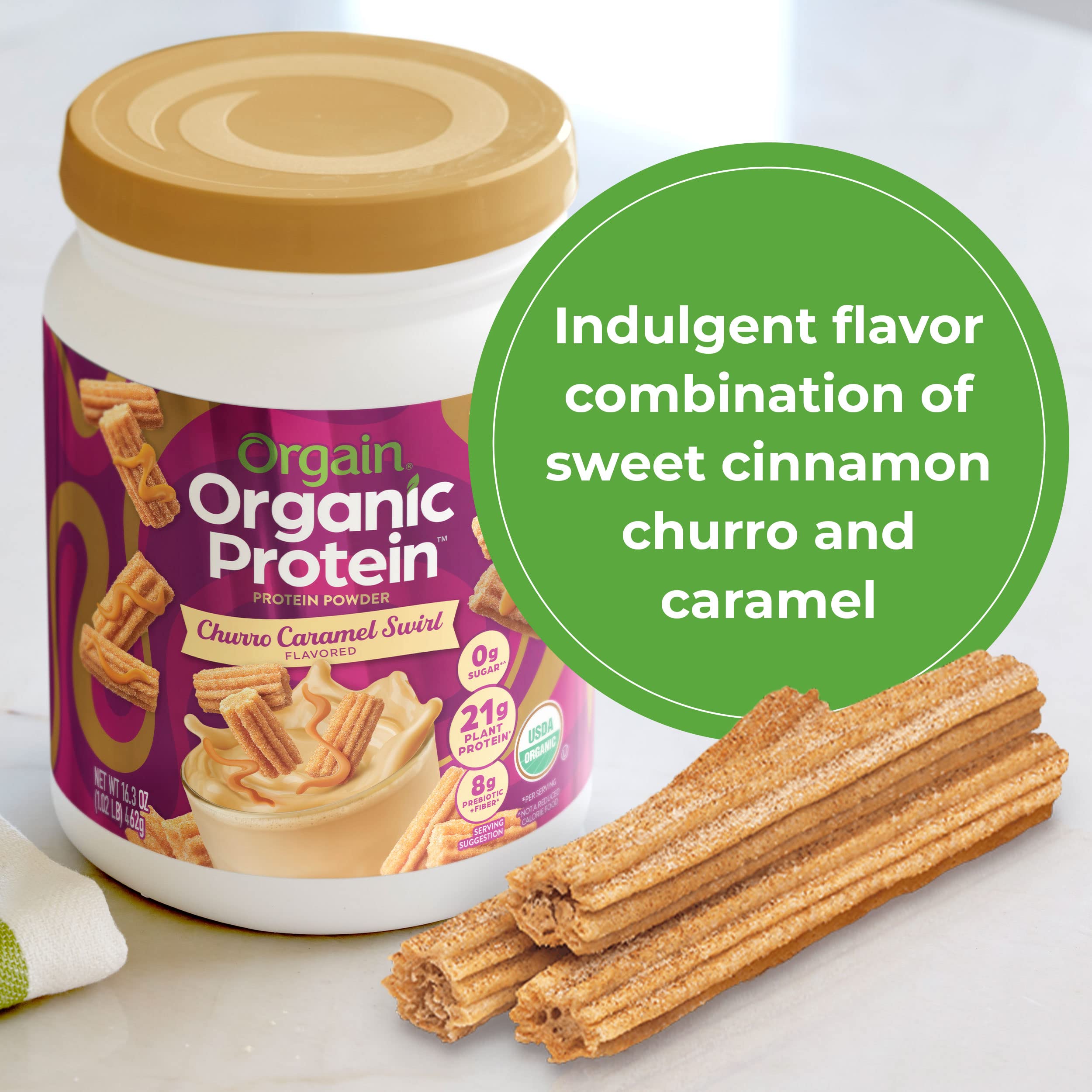 Orgain Organic Vegan Protein Powder, Churro Caramel Swirl - 21g Plant Based Protein Orgain Au supplements