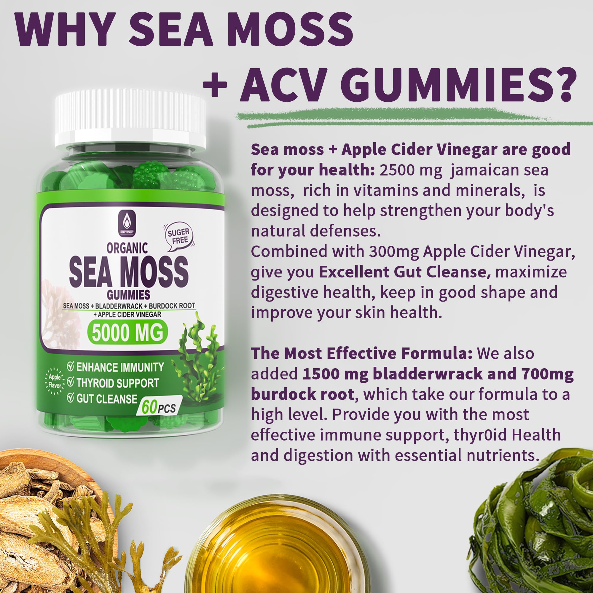 Sea Moss Supplement 5000mg, Sugar Free Sea Moss Gummies, Irish Sea Moss EnvyDeal Au supplements