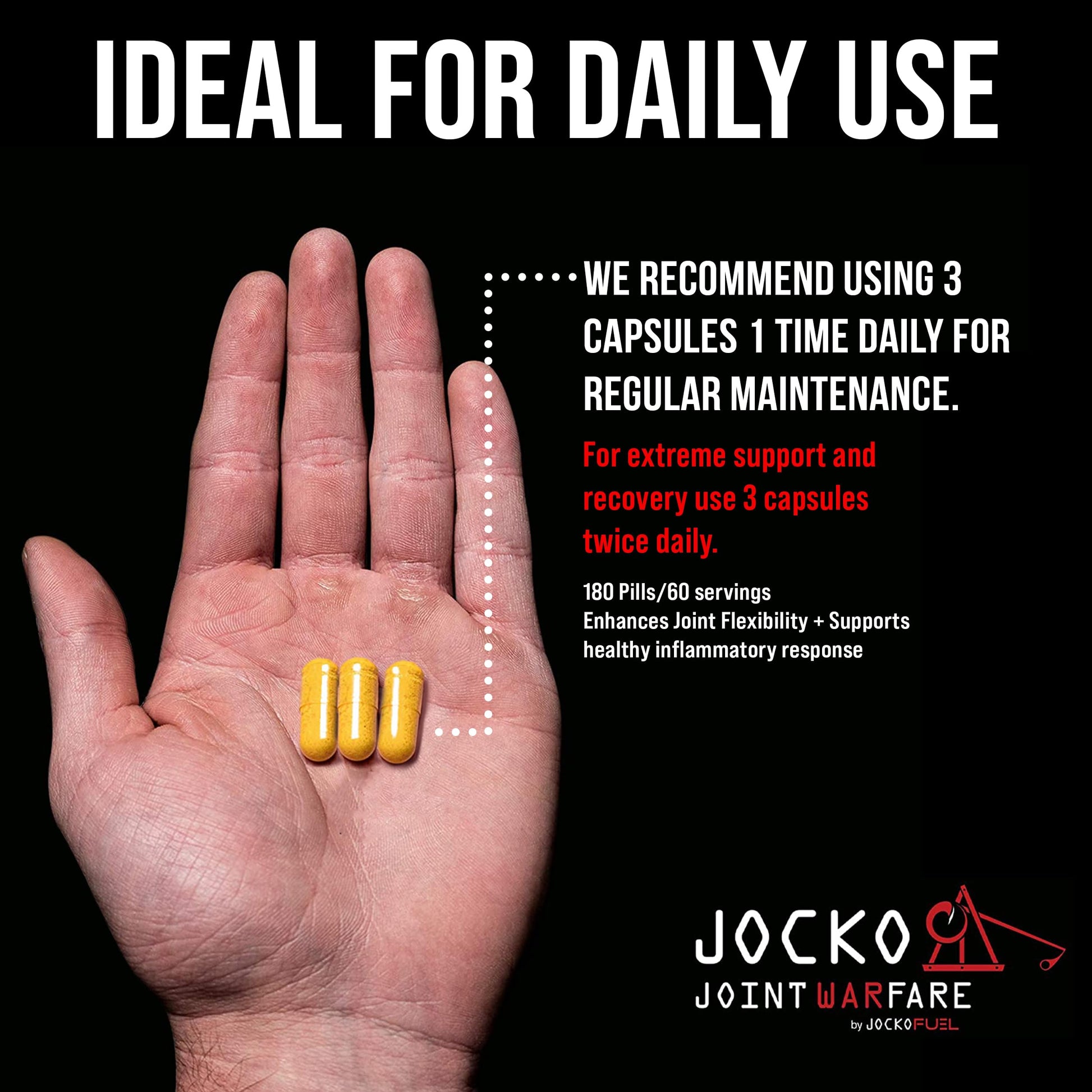 Jocko Fuel Joint Support Supplement - Glucosamine MSM for Joint Pain, Mobility, & Flexibility w/Turmeric & Boswellia (180 Capsules) Jocko Fuel Au supplements