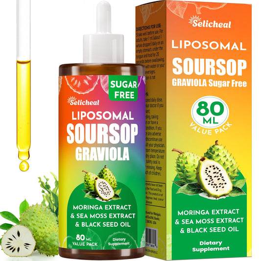 (80ML) Supplement Liquid Drops, 10 in 1 Soursop Multivitamin Drops with Leaf Extract & Sea Moss, for Cell Support & Regeneration, Immunity, Gut, Zzz, Skin & Antioxidant | 2.8 Fl Oz - 80 Days Supply SelichealAu supplements