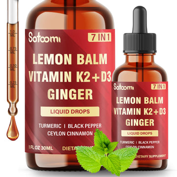 Satoomi 7in1 Lemon Balm Tincture with Vitamin D3, Vitamin K2, Ginger Root, Turmeric, Ceylon Cinnamon and Black Pepper - 1 FL Oz - 60 Day Supply Satoomi Au supplements
