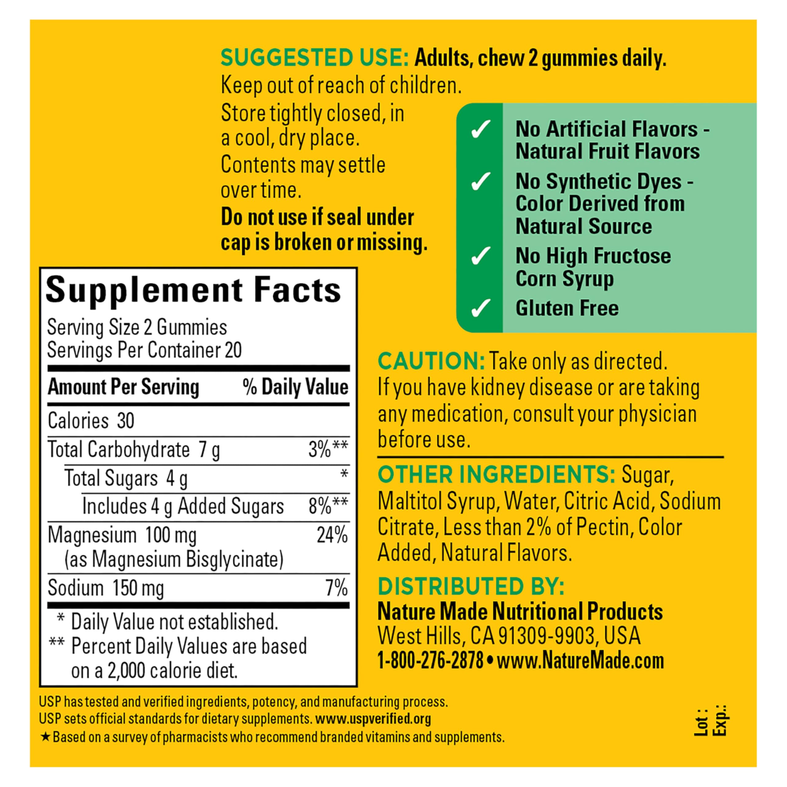 Nature Made High Absorption Magnesium Glycinate Gummies 100 mg per Serving, Muscle, Nerve, Bone and Heart Support, Magnesium Supplement, 40 Magnesium Gummies, 20 Day Supply Nature Made Au supplements