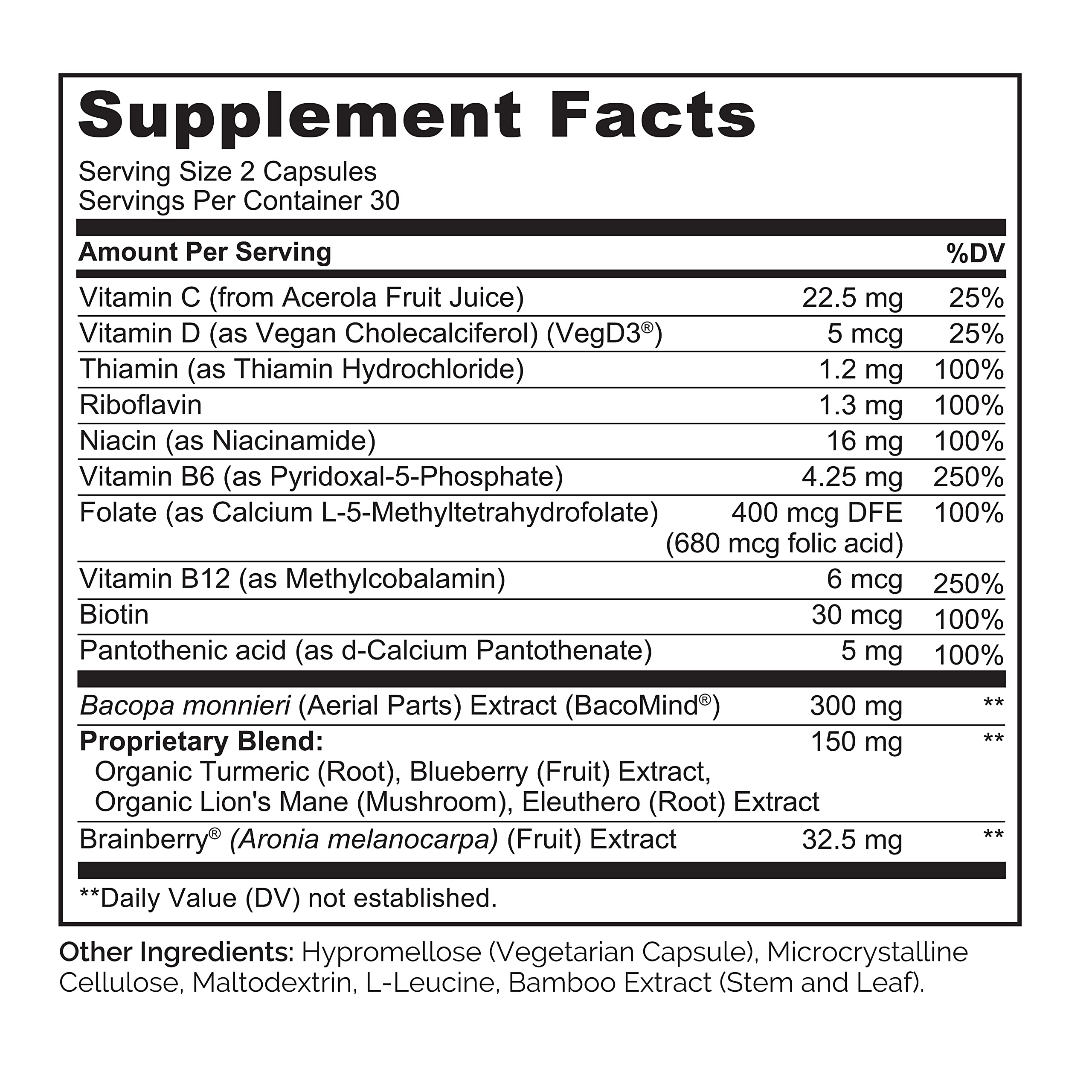 NATURELO Whole Food Brain Supplement - Brain Health Supplements for Memory & Focus Support - Enhance Brain Health Blend Supplement for Adults - 60 Vegetarian Capsules NATURELO Au supplements