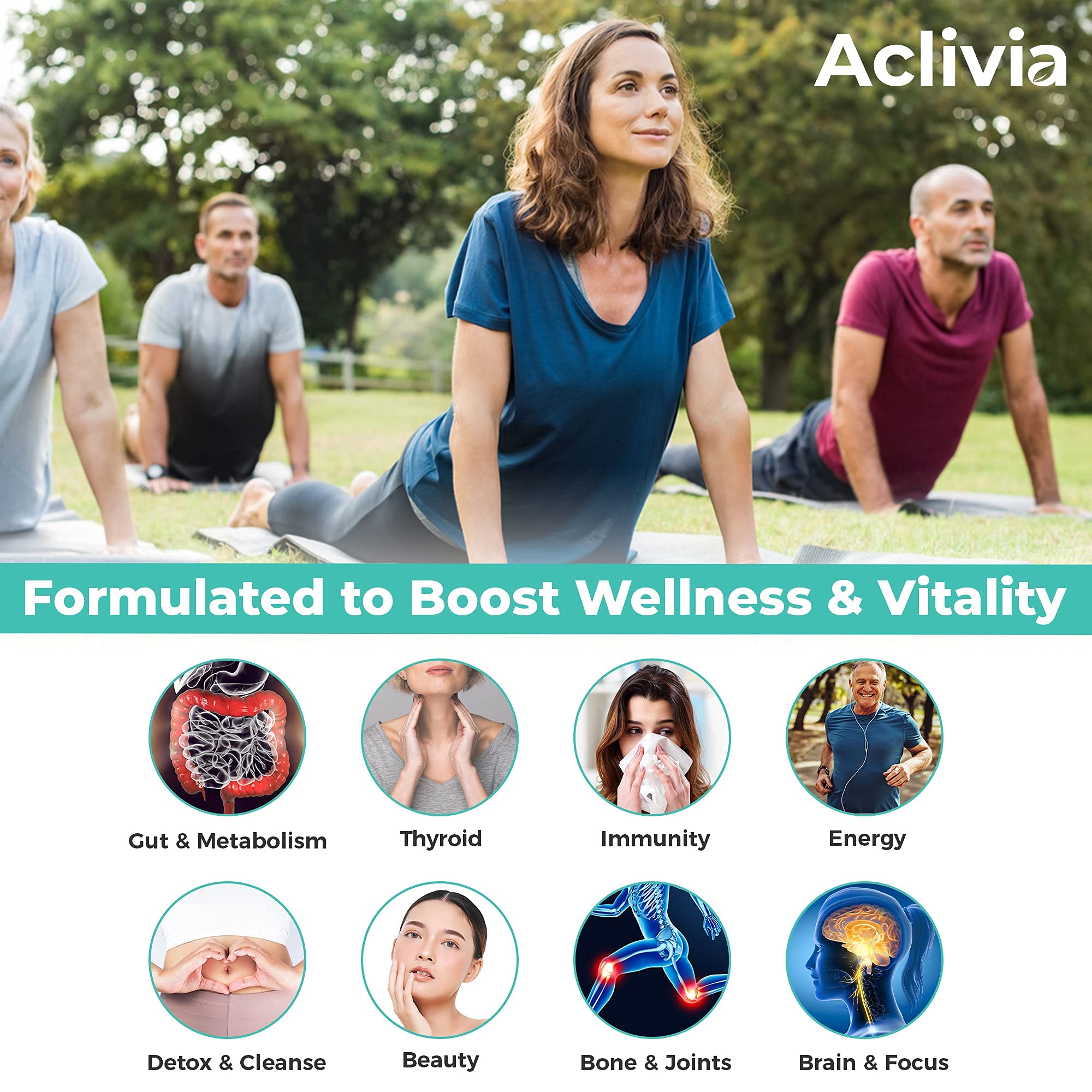 Aclivia - Organic Irish Sea Moss Capsules with Bladderwrack & Burdock Root - 102 Minerals Sea Moss Supplement - Thyroid Support, Immune Boost - Non-GMO (60 Count) Aclivia Au supplements