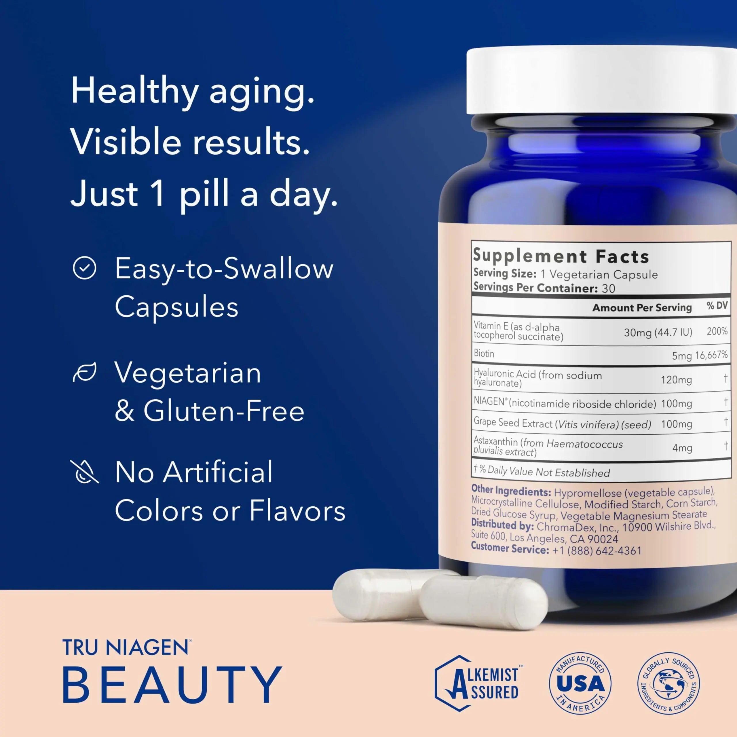 TRU NIAGEN 300mg + Beauty Bundle. A Comprehensive Bundle for Daily NAD+ Support with targeted Beauty Actives for Healthy Skin, Hair, and Nails at The Cellular Level. TRU NIAGEN Au supplements