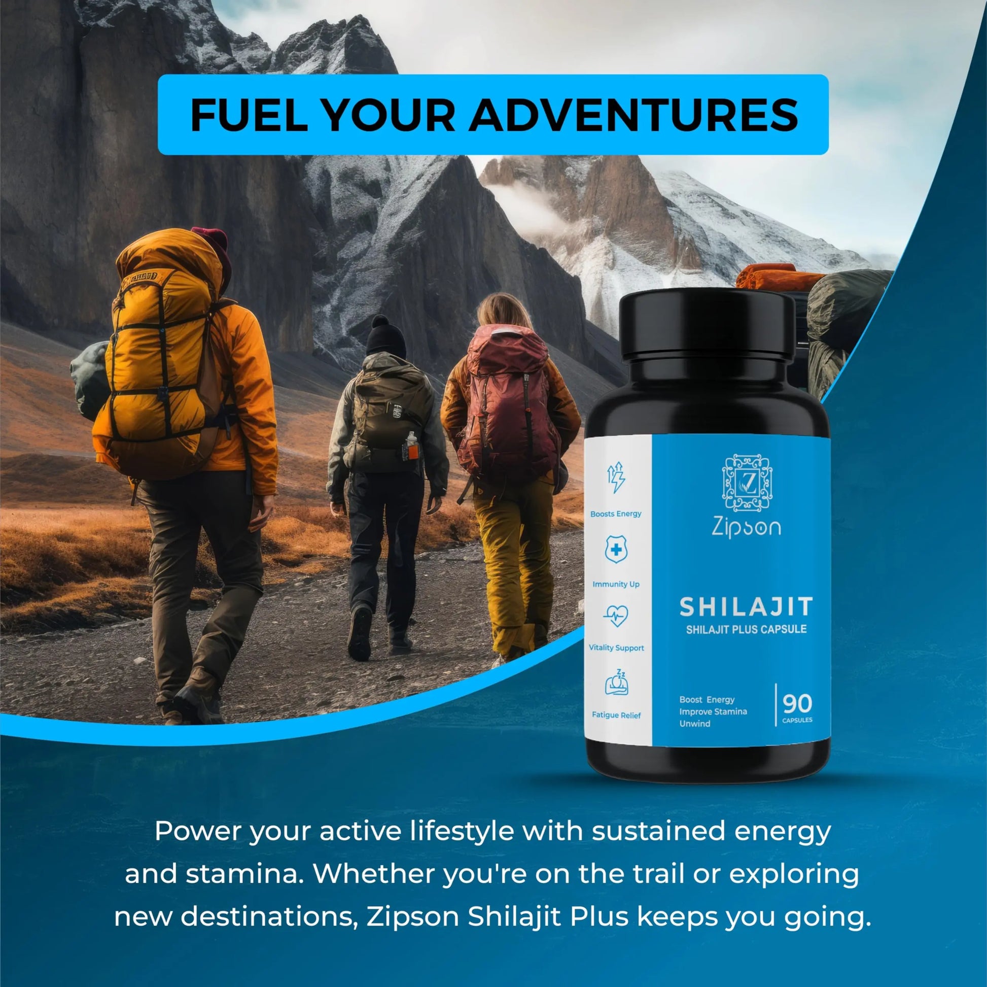 ZIPSON Shilajit for Men & Women | 90 Capsules | Himalayan Formula for Extra Power, Stamina & Immune Support | with Natural Fulvic Acid | Non-GMO | 500mg Per Serving ZIPSON Au supplements