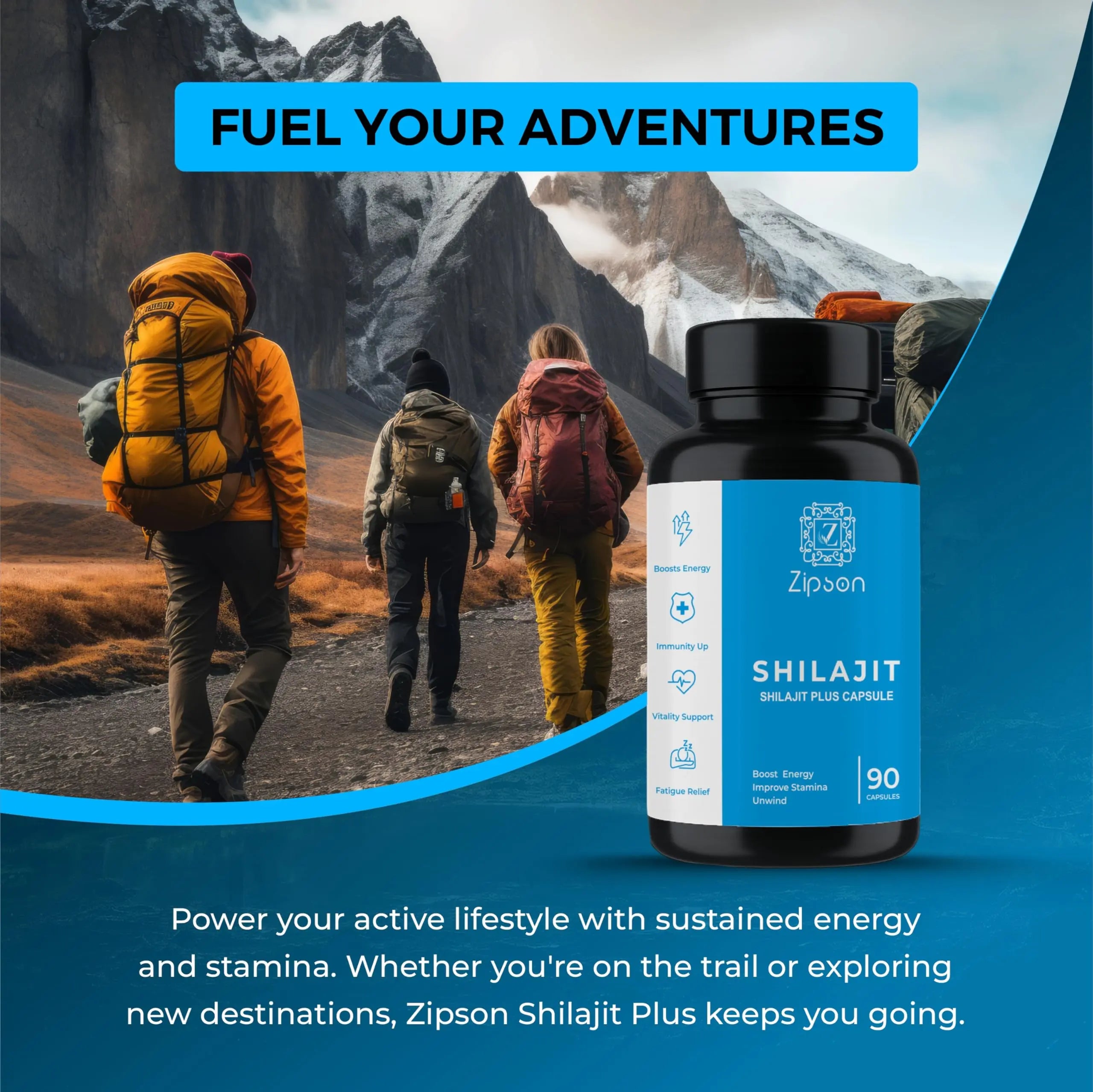ZIPSON Shilajit for Men & Women | 90 Capsules | Himalayan Formula for Extra Power, Stamina & Immune Support | with Natural Fulvic Acid | Non-GMO | 500mg Per Serving ZIPSON Au supplements