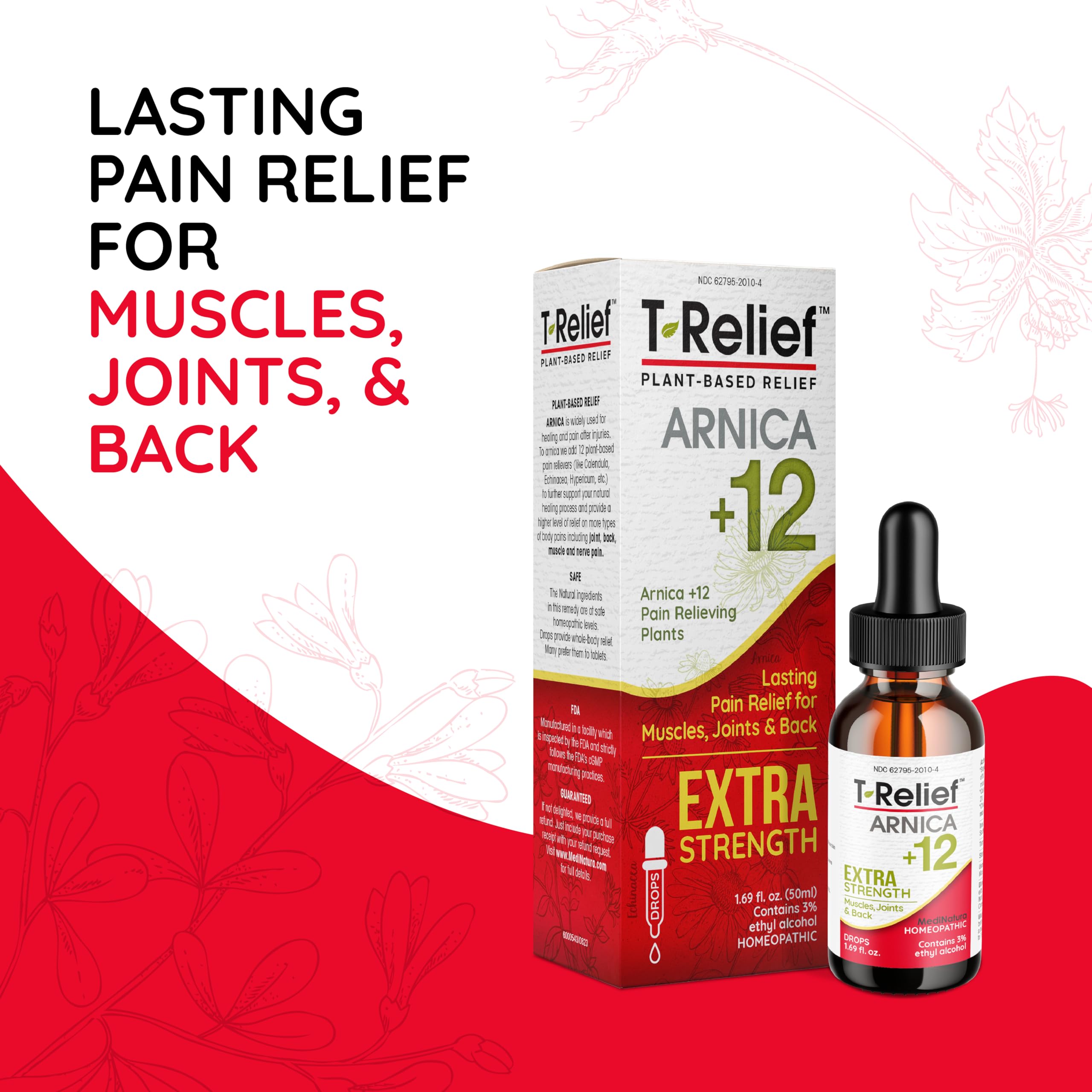 MediNatura T-Relief Extra Strength Oral Drops Arnica +12 Fast-Acting Natural Relieving Actives for Back Neck Joint Muscle Hand & Foot Aches Pains & Soreness - 1.69 oz MediNatura Au supplements