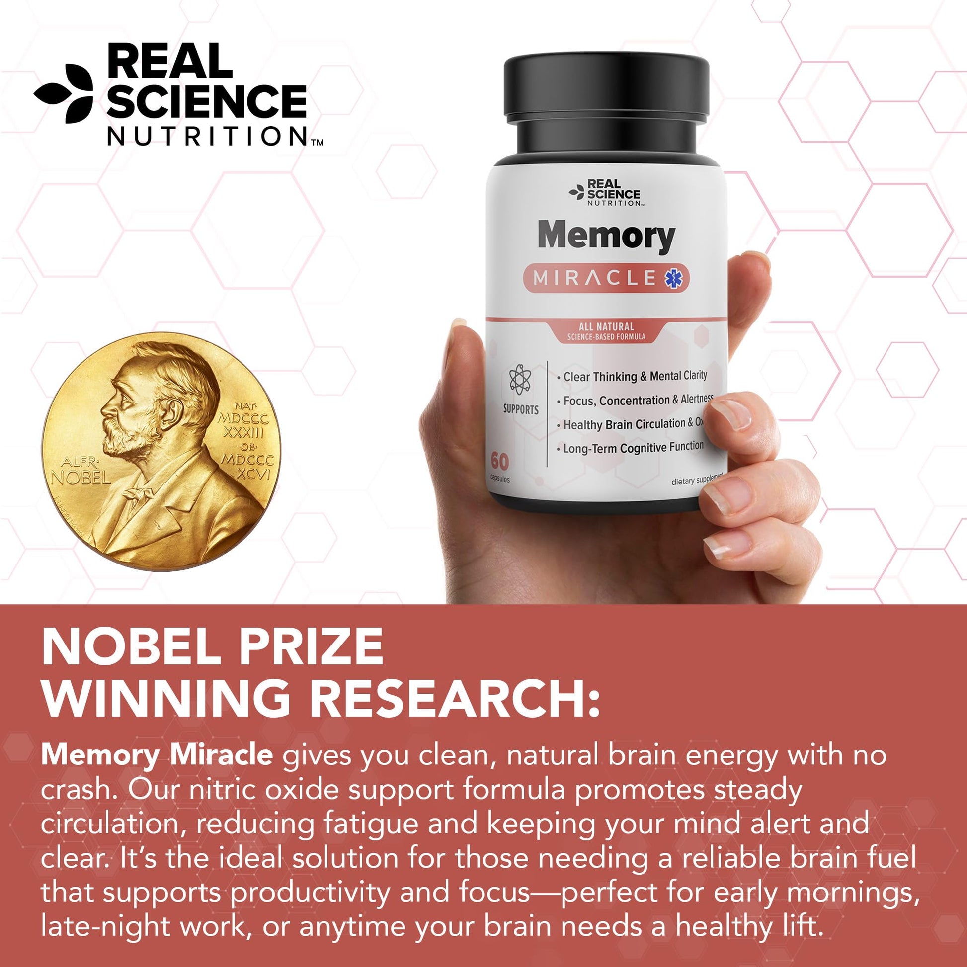 Real Science Nutrition Offers Memory Miracle – Brain and Memory Support Supplement for Focus, Mental Clarity & Brain Health – Nootropic Brain Booster with Nitric Oxide – 60 Capsules Real Science Nutrition Au supplements