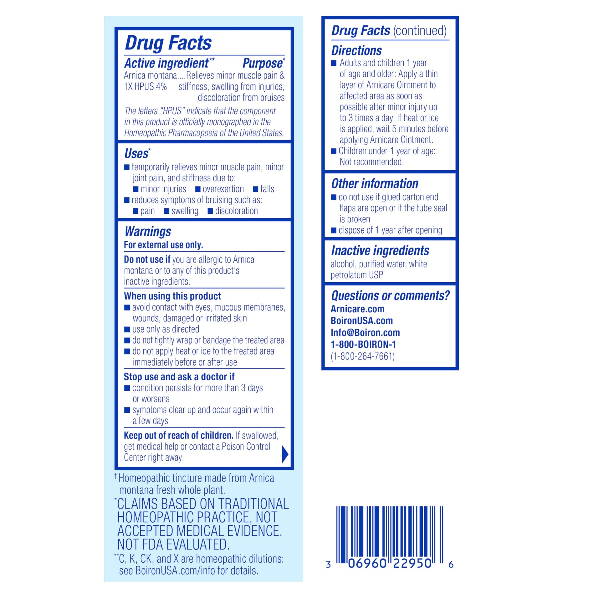 Boiron Arnicare Ointment for Relief of Joint Pain, Muscle Pain, Muscle Soreness, and Swelling from Bruises or Injury - Non-greasy and Fragrance-Free - 1 oz Boiron Au supplements