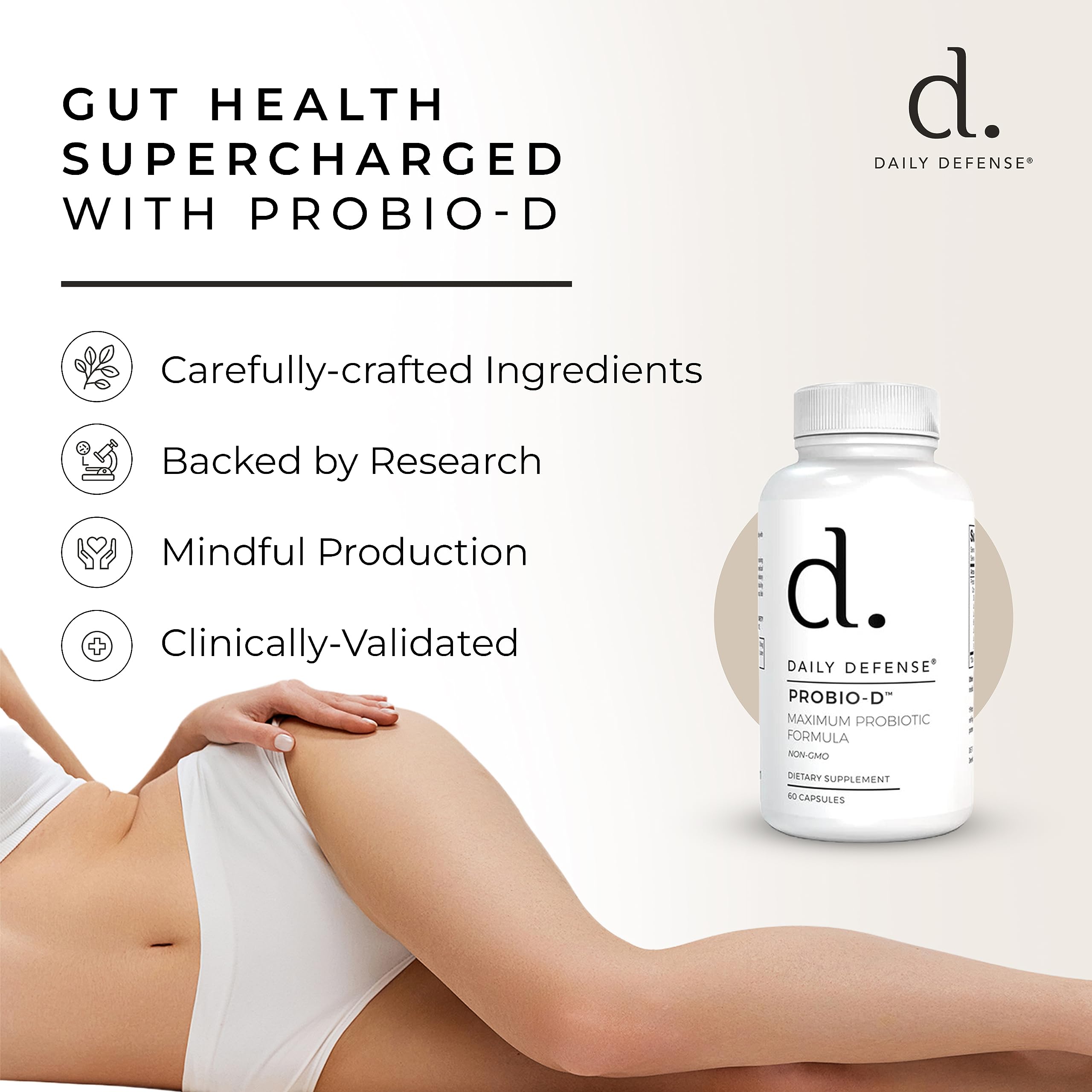 Daily Defense Probiotic Immune Support Supplement - Daily Probiotics for Men with Constipation & Gas - Digestion and Bloating Supplement & Probiotics for Women - 60 Capsules, PROBIO-D Daily Defense Au supplements