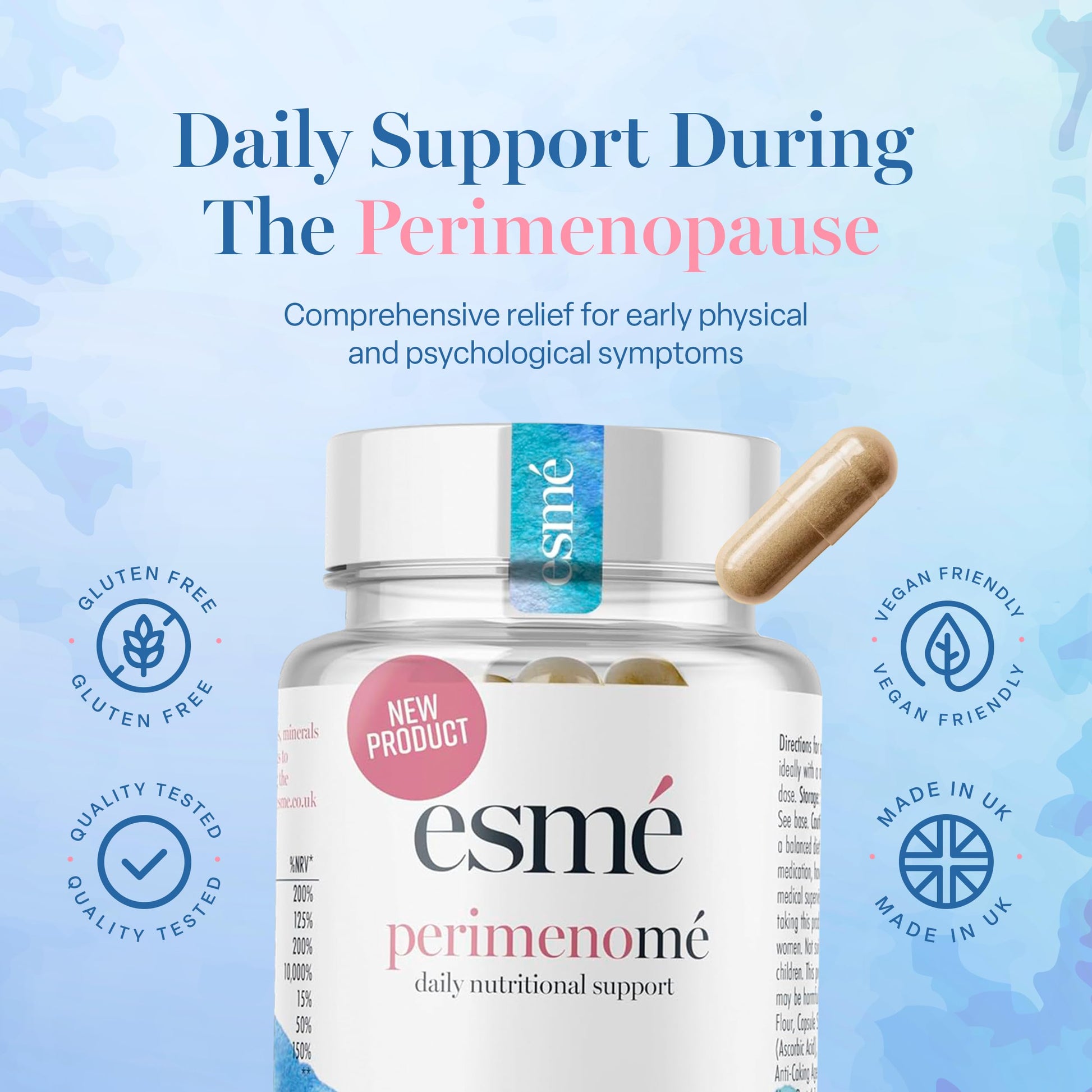 Esme Menopause Supplements Perimenopause Supplements 1 Month Supply - Daily Support for The Early Stage of Menopause – 60 Capsules - Includes Ashwagandha, Vitamins and Red Clover Esme Au supplements