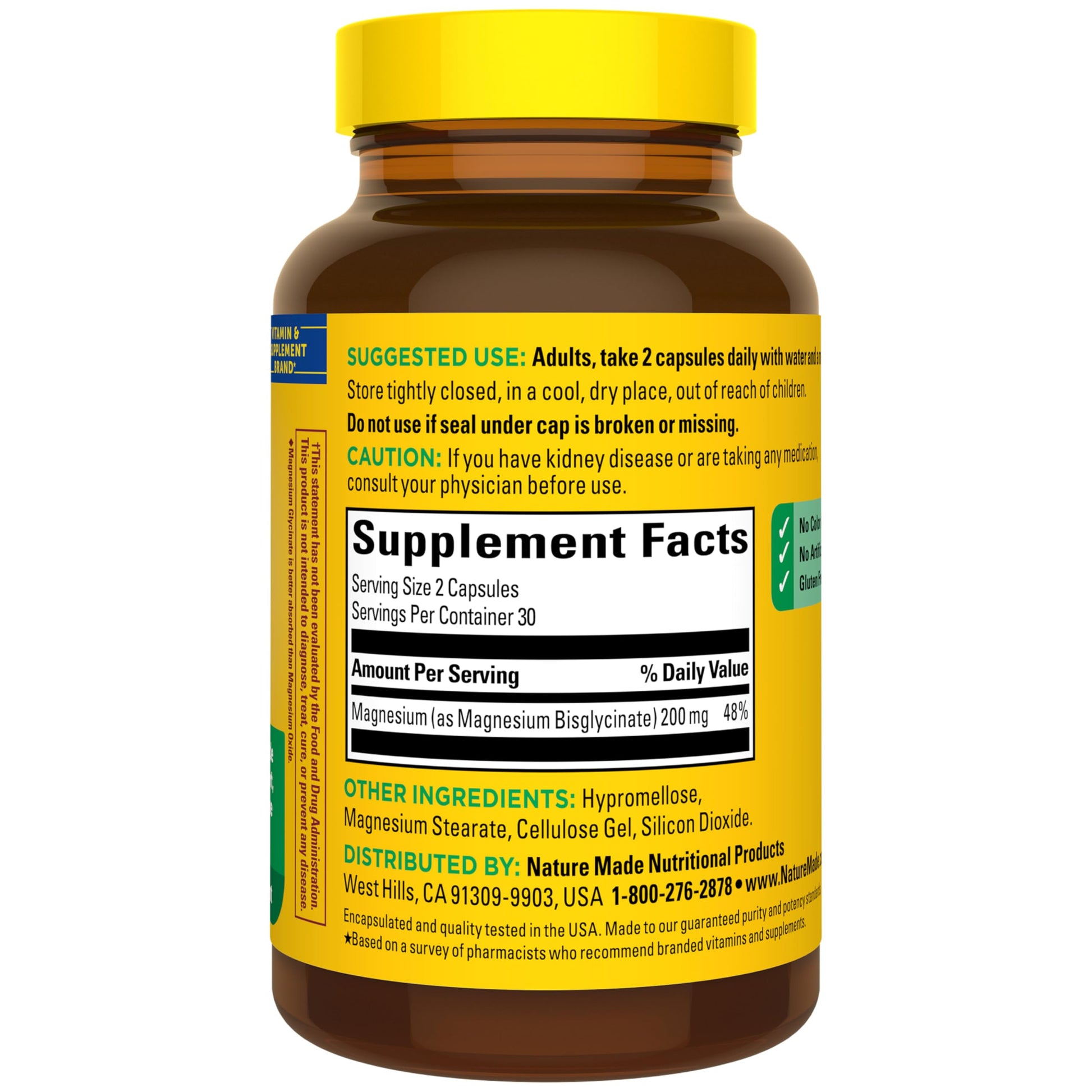 Nature Made Magnesium Glycinate 200 mg per Serving, Magnesium Supplement for Muscle, Heart, Nerve and Bone Support, 60 Magnesium Bisglycinate Capsules, 30 Day Supply Nature Made Au supplements