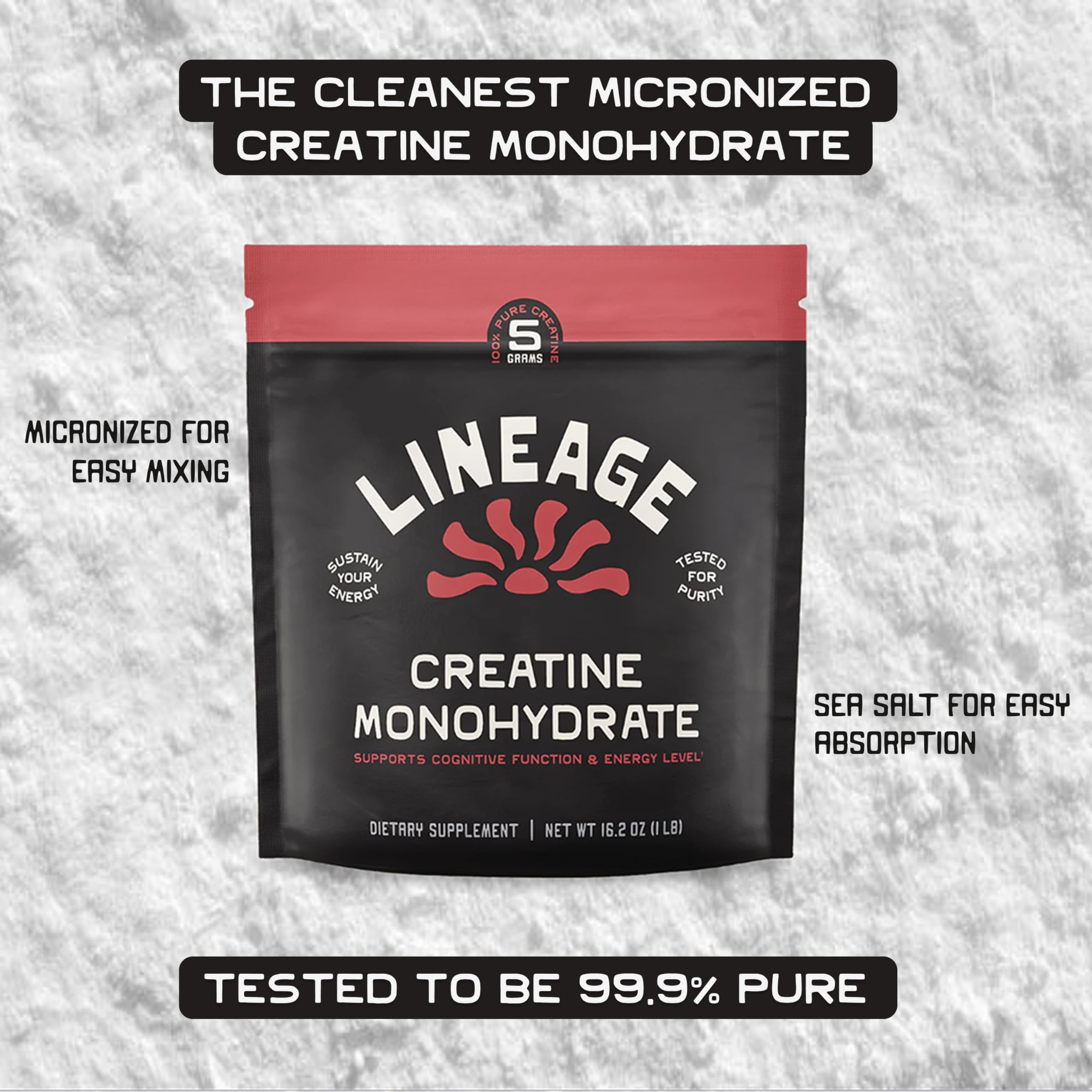 Lineage Provisions Micronized Creatine Monohydrate with Sea Salt - Micronized Creatine Powder for Training & Performance – No Artificial Ingredients – 90 Servings Lineage Provisions Au supplements